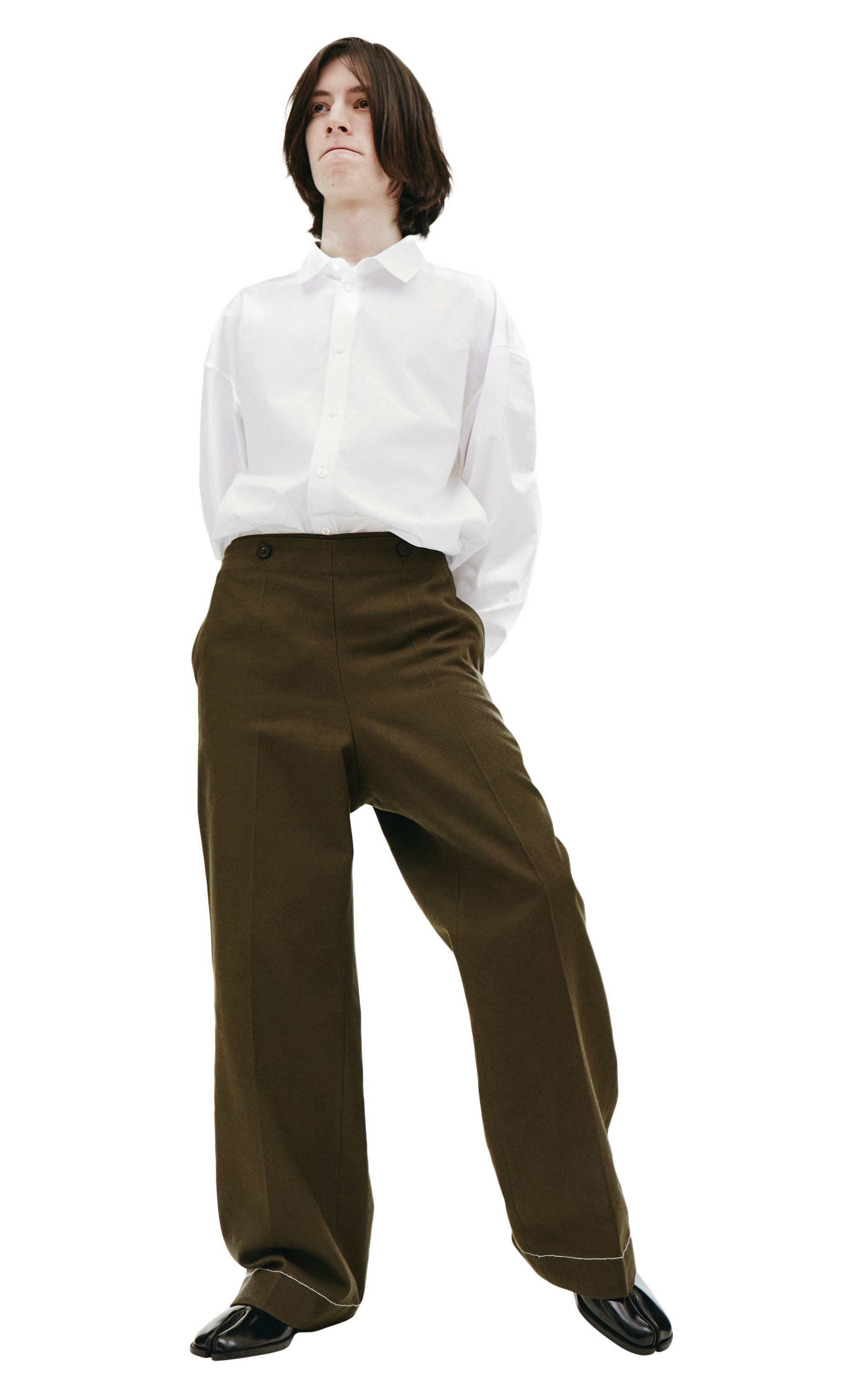 Maison Margiela Dark Green Wool & Cotton Trousers