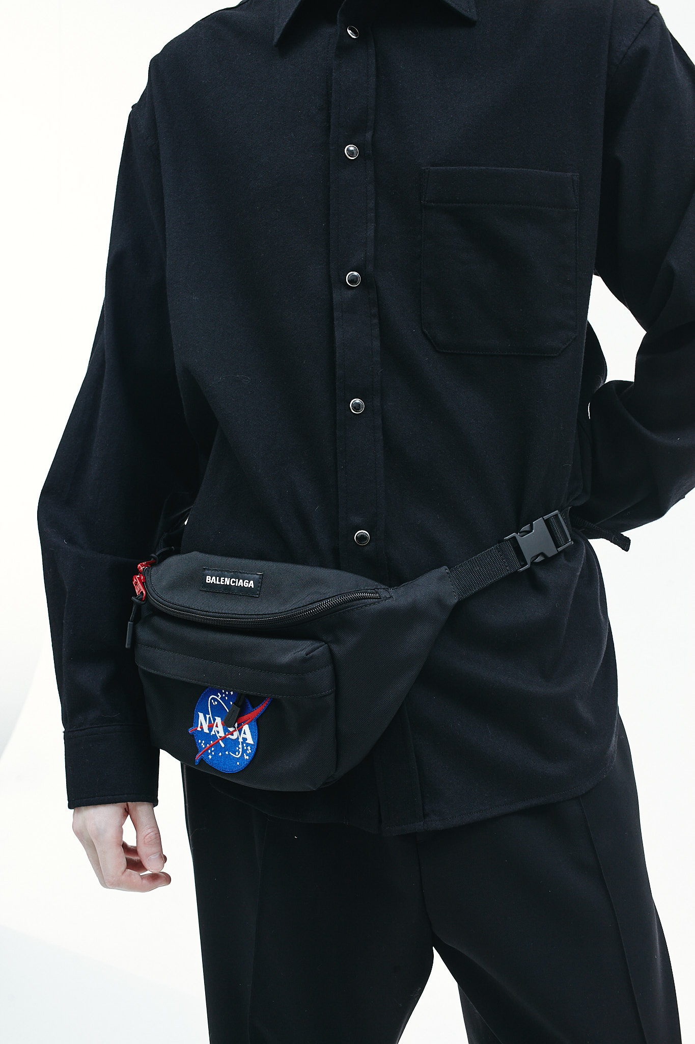 Balenciaga Black Space Beltpack Bag NASA