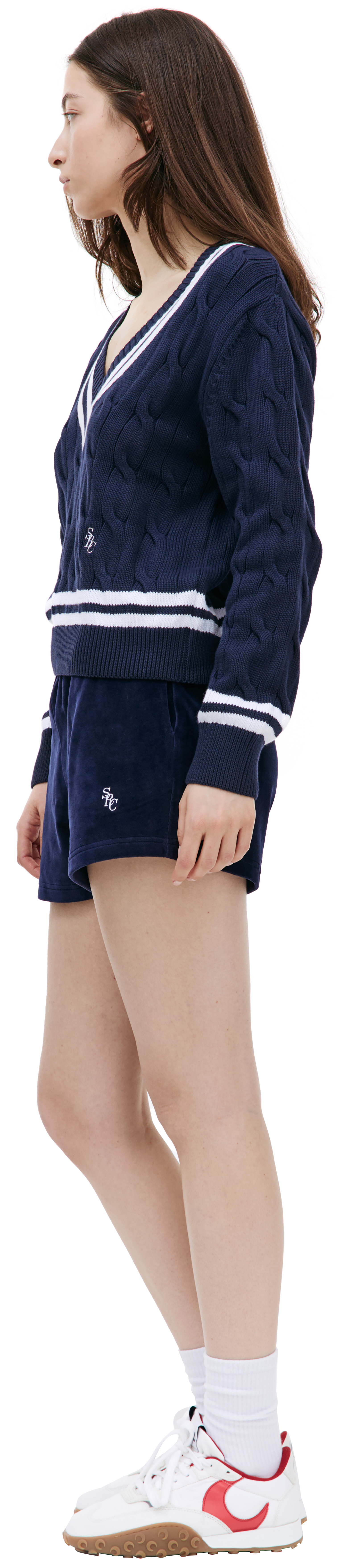 SPORTY & RICH SRC logo V-neck sweater