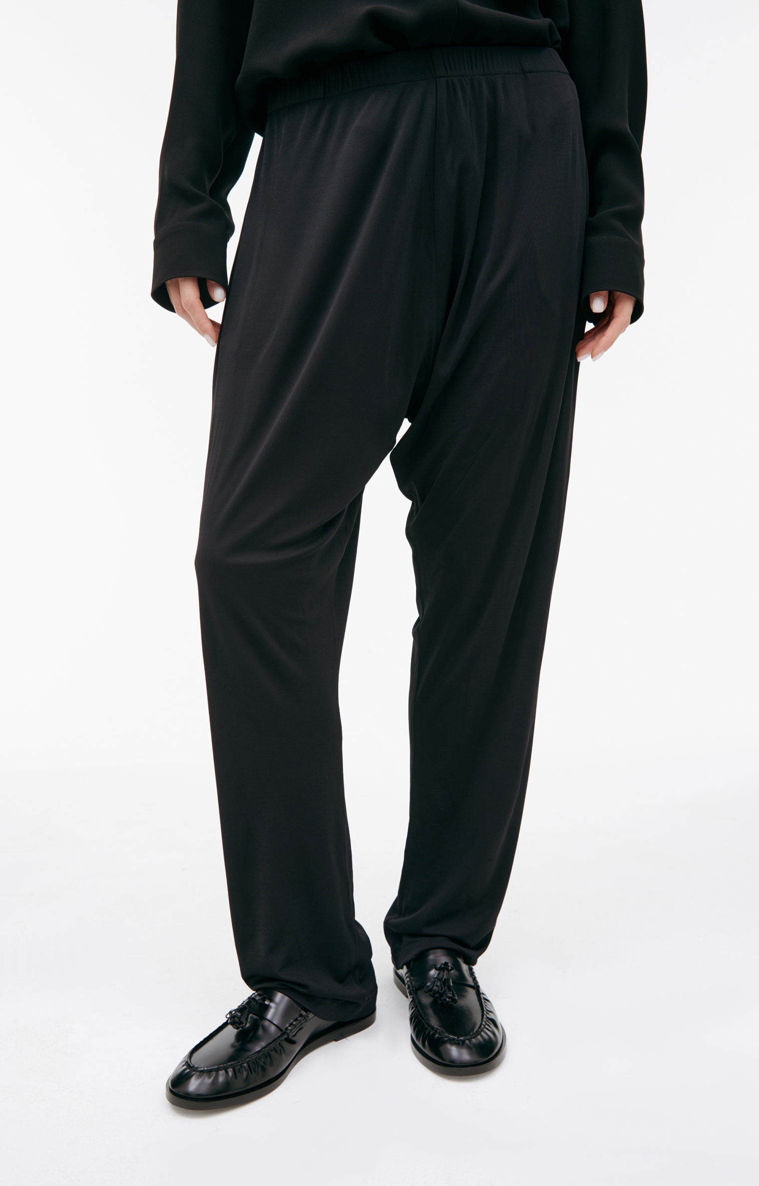 The Row Black viscose trousers