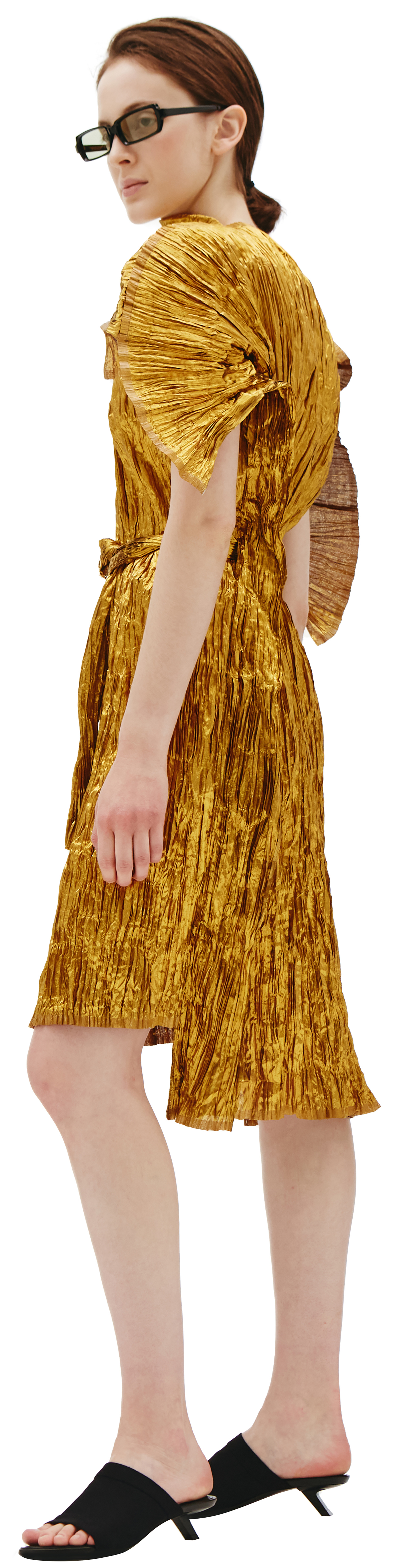 Junya Watanabe Gold Polyester Midi Dress