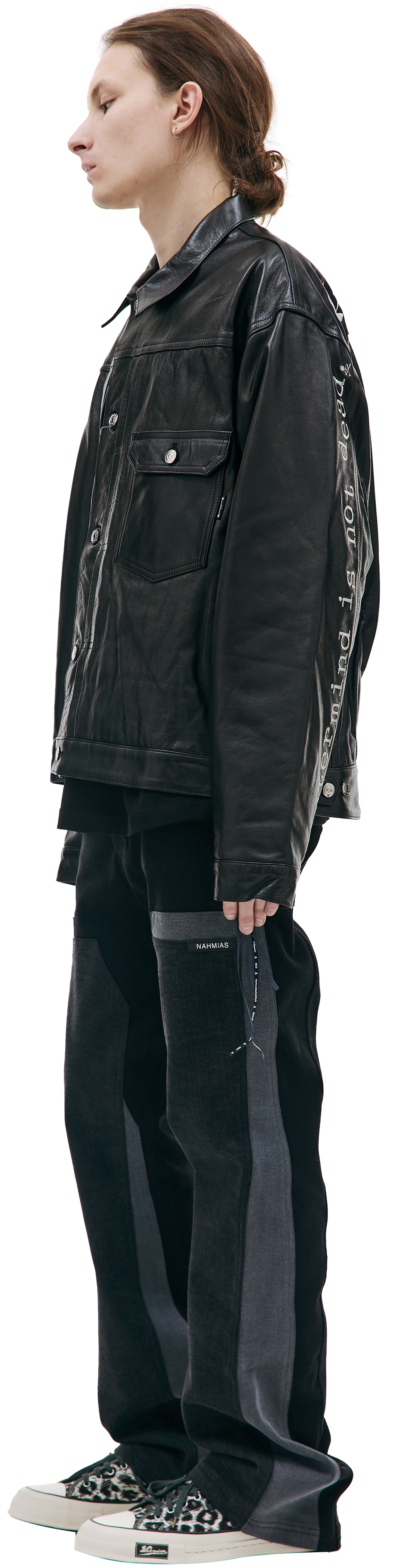 Mastermind WORLD Embroidered leather jacket