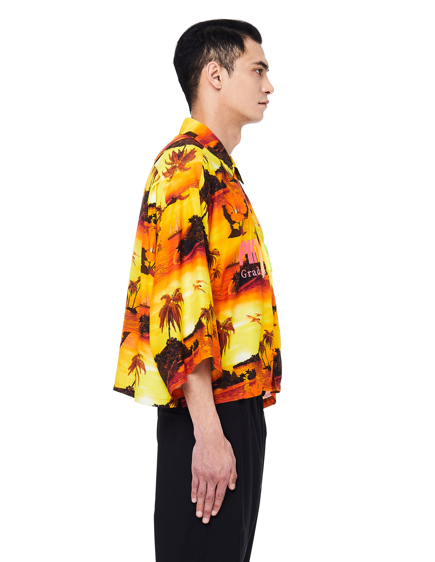 Doublet Sunset Print Embroidered Cropped Shirt