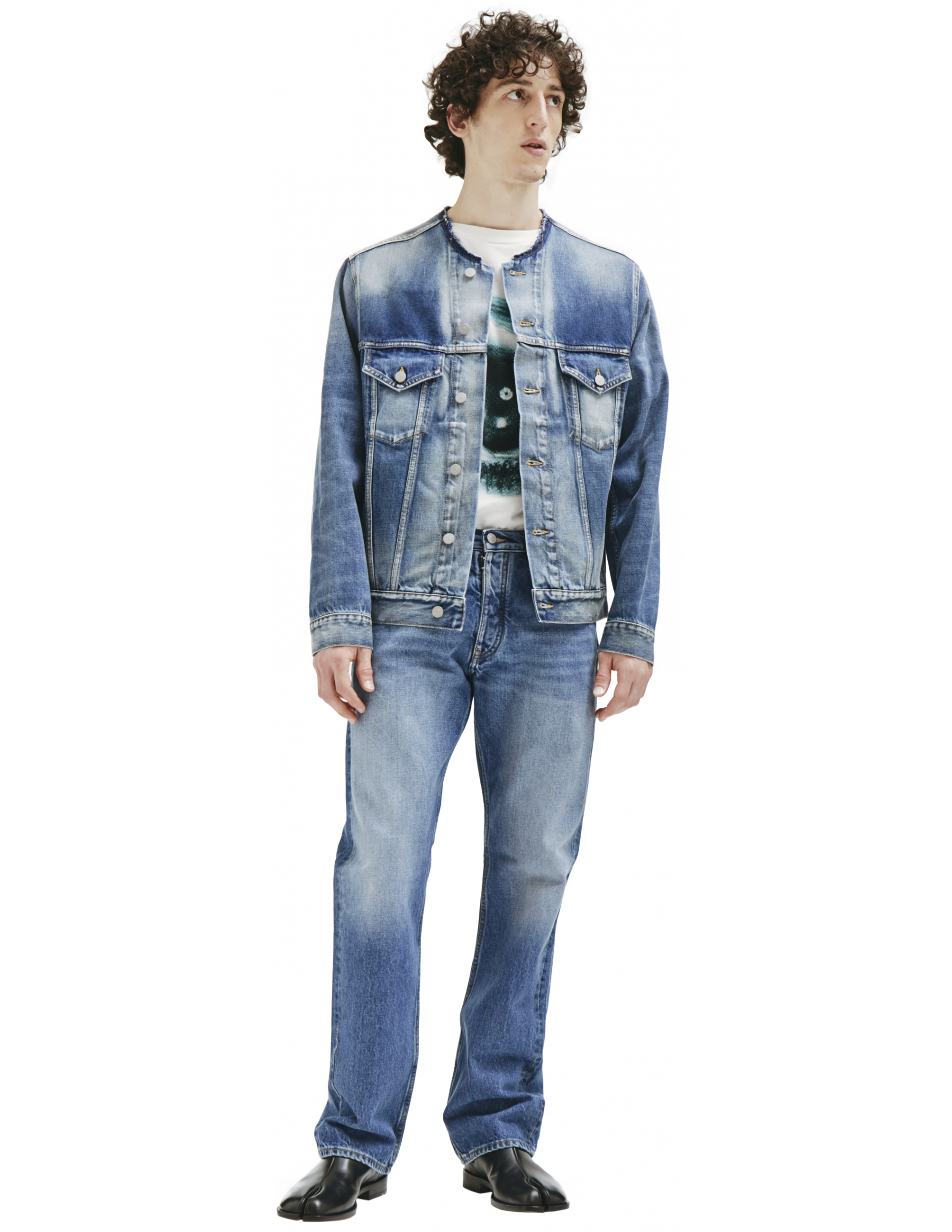 Maison Margiela Collarless Blue Denim Jacket
