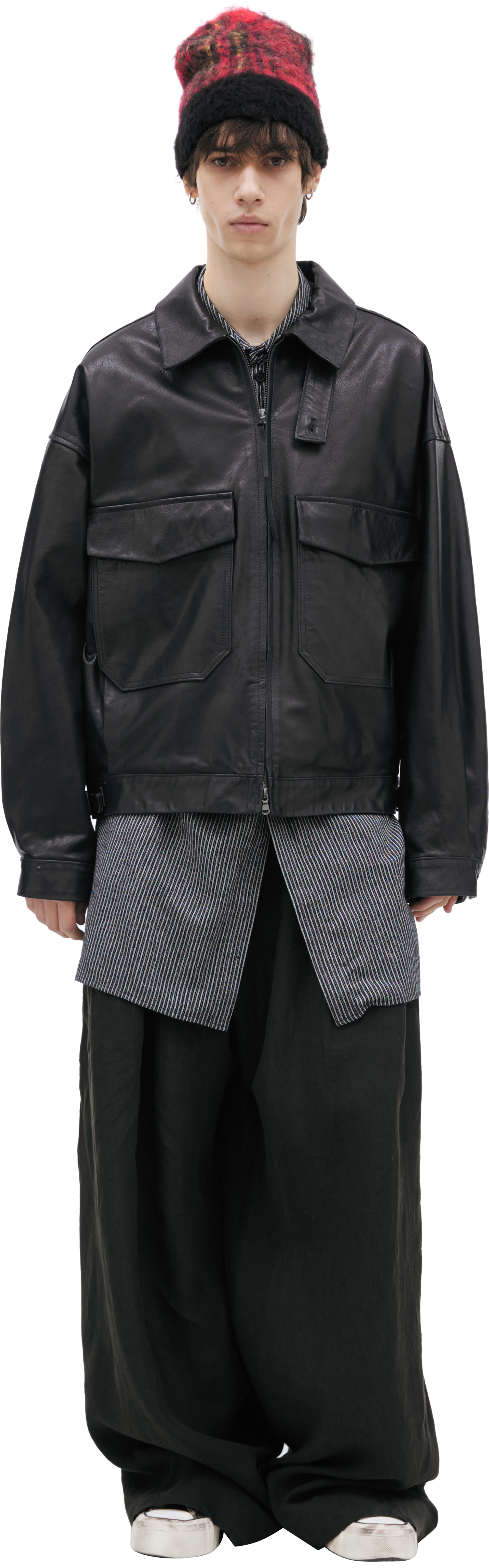The Viridi-Anne Leather jacket with patch pockets