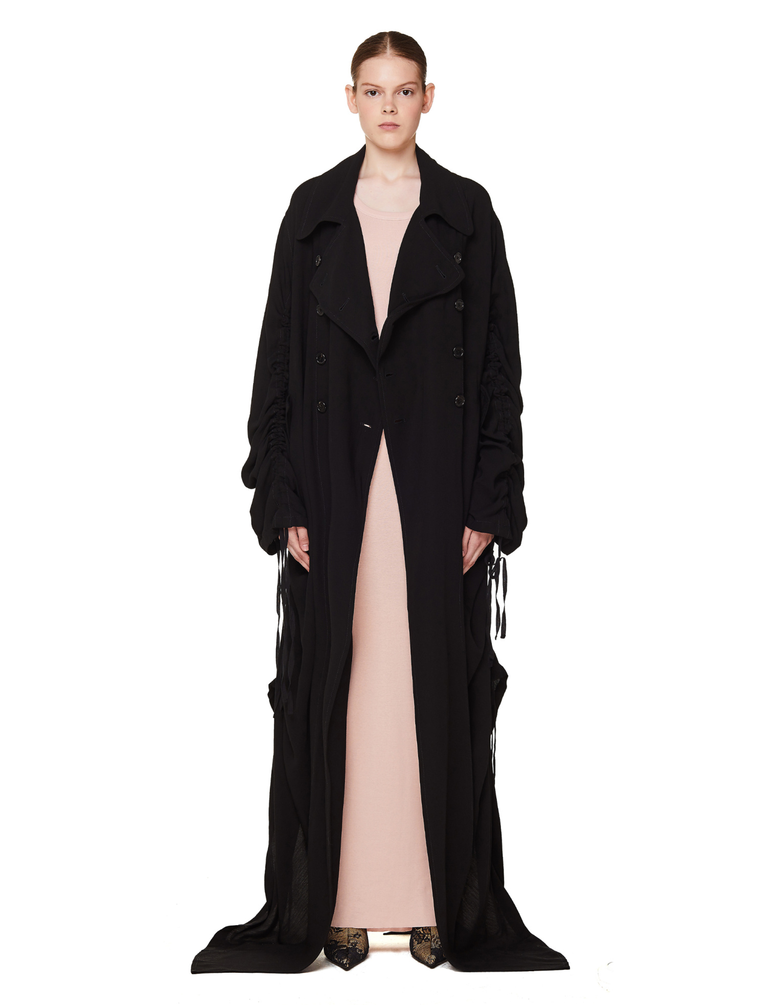 Ann Demeulemeester Черный плащ с драпировками
