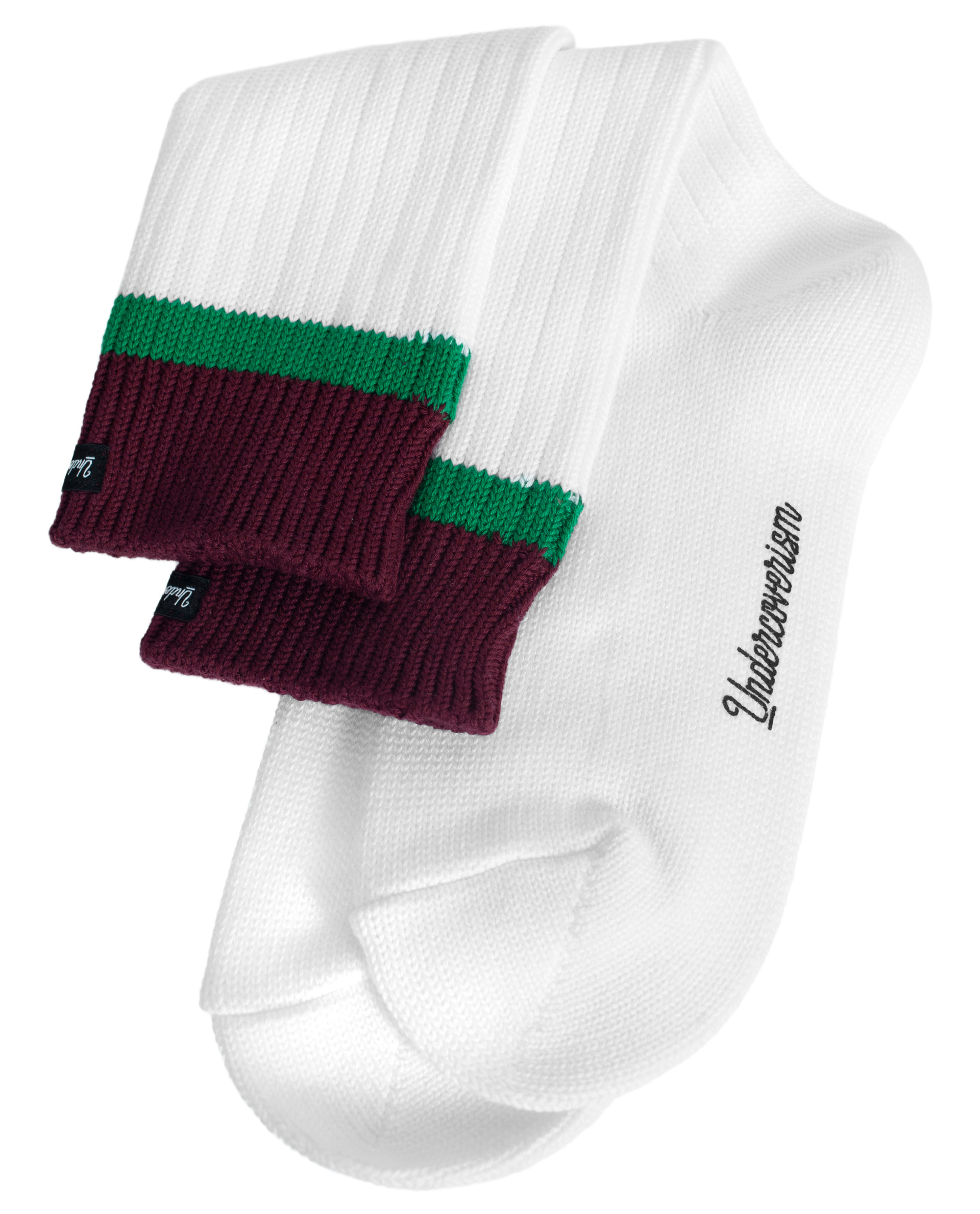 Undercover White calf-high knit socks