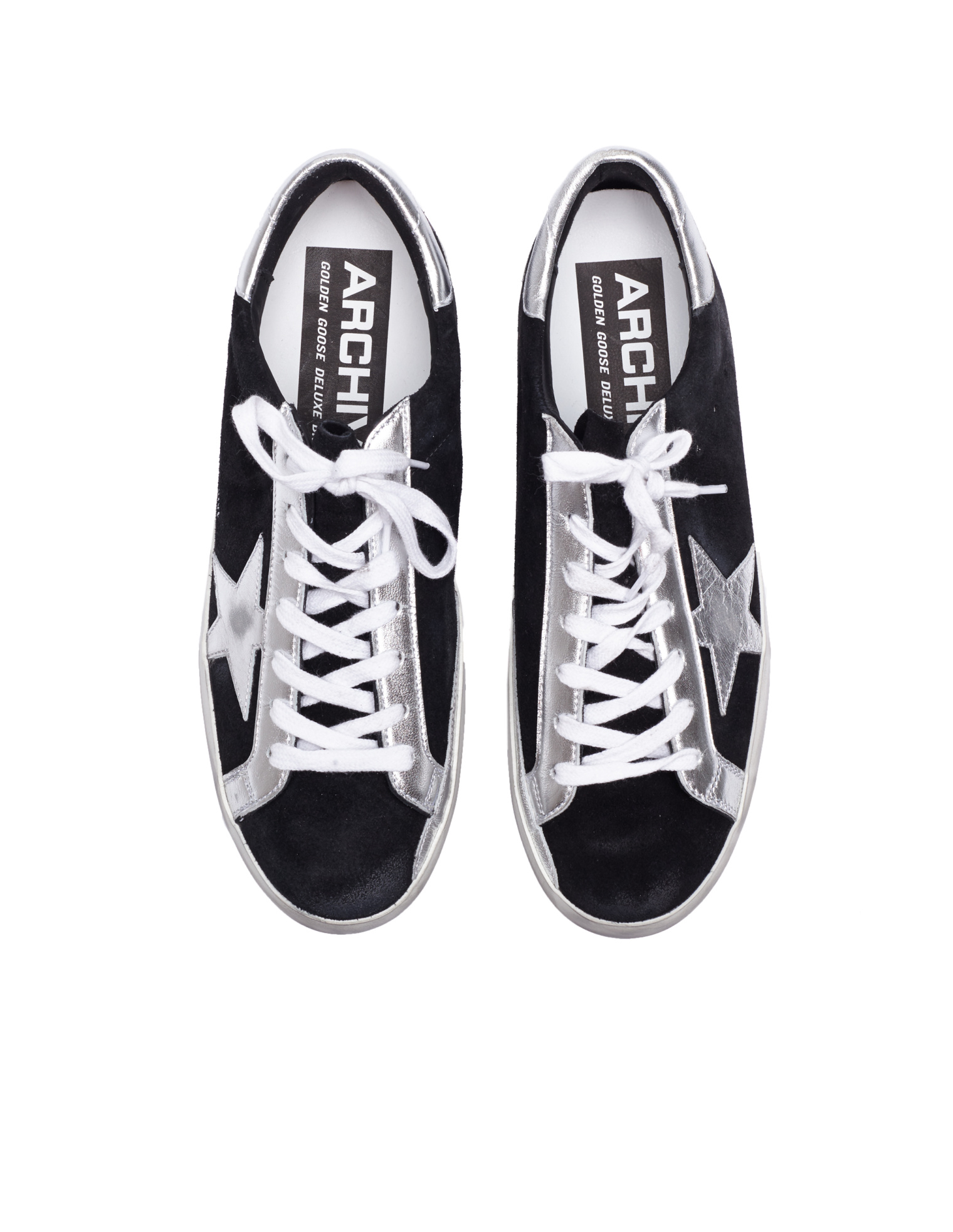 Golden Goose Black & Silver Superstar Sneakers