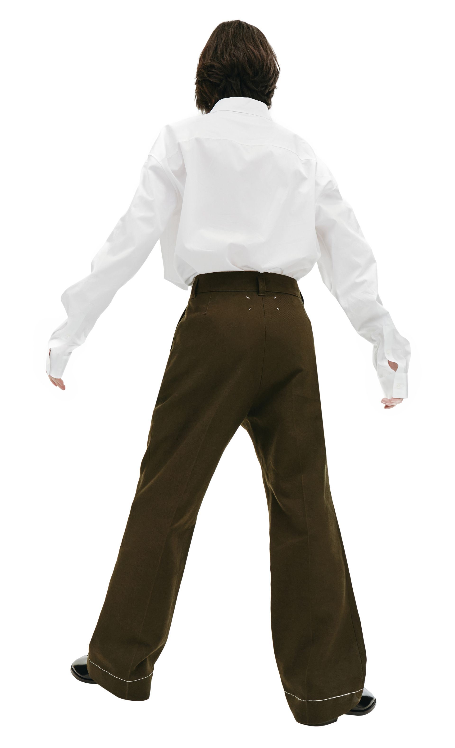 Maison Margiela Dark Green Wool & Cotton Trousers