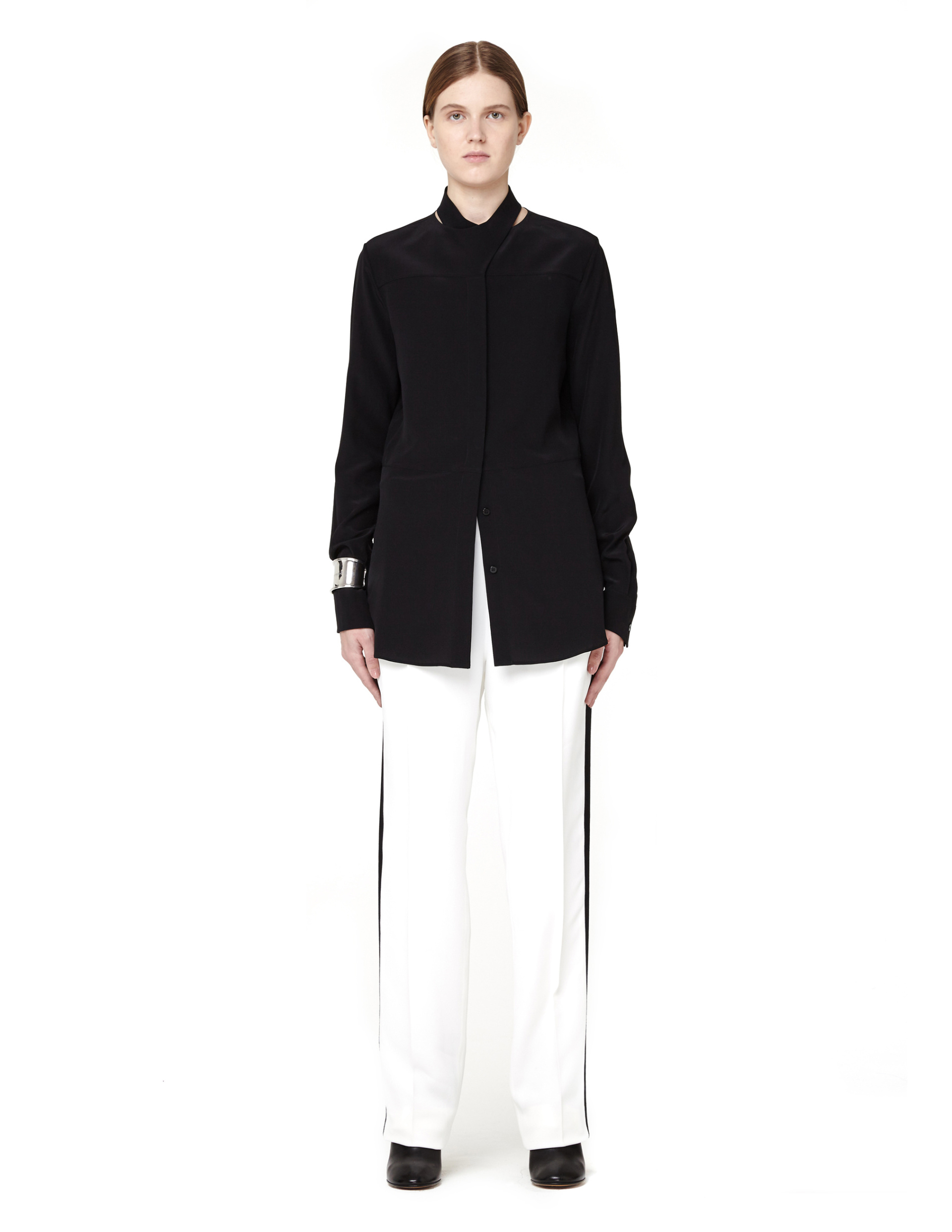Haider Ackermann Wide-leg Striped White Pants