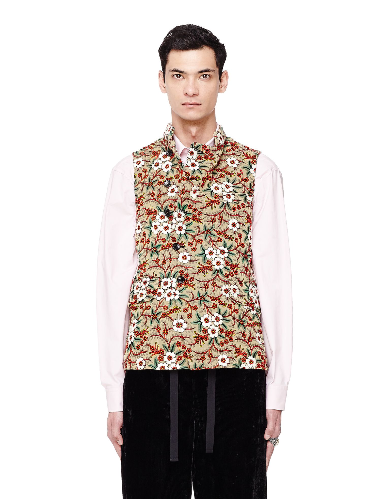 Comme des Garcons Homme plus Жаккардовый жилет с цветочной вышивкой