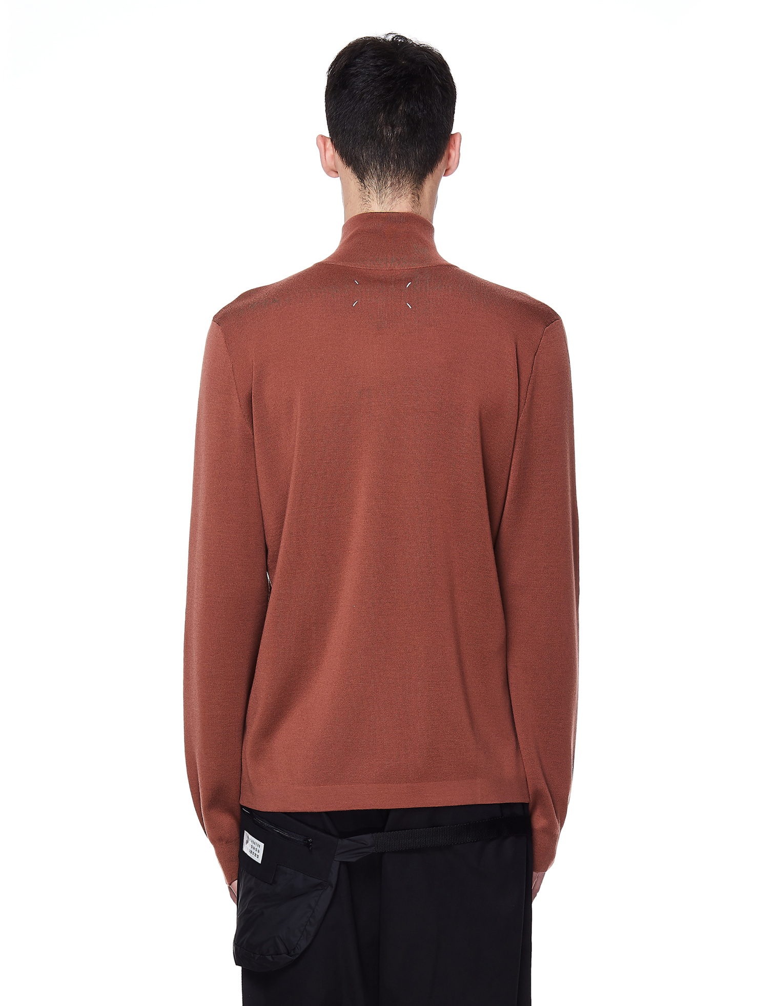 Maison Margiela Brown Wool Henley Zip Sweater