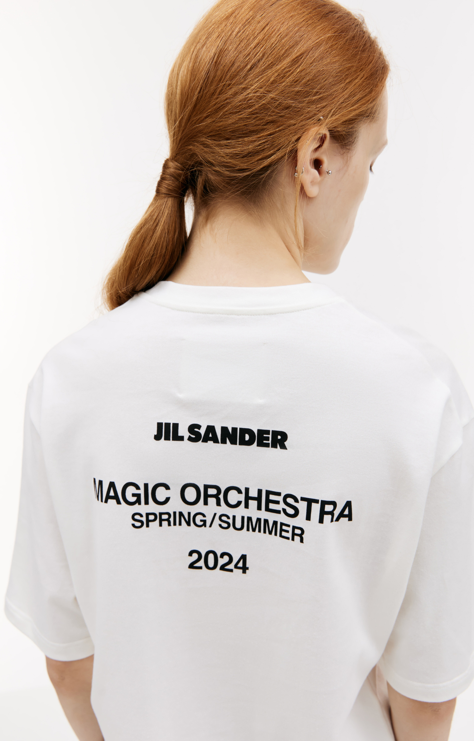 Jil Sander Белая футболка с графическим принтом