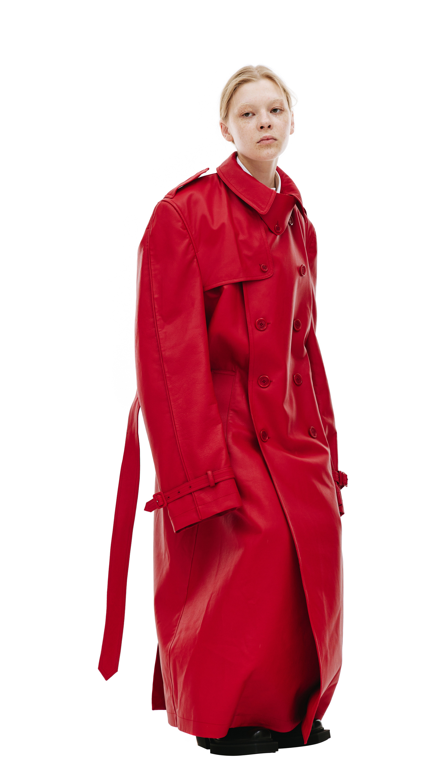 VTMNTS Red leather trench