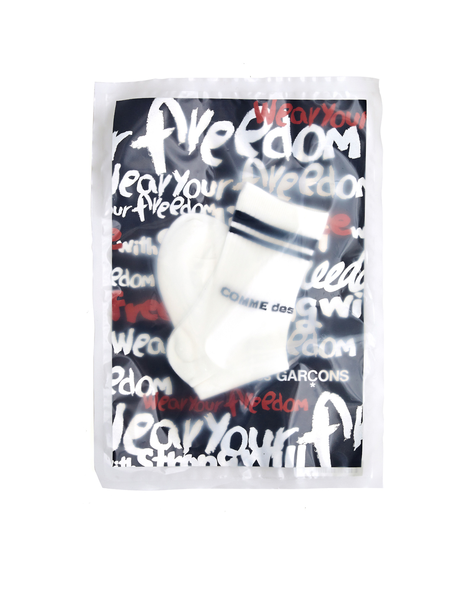 Comme des Garcons CdG White Cotton Socks With Stripes