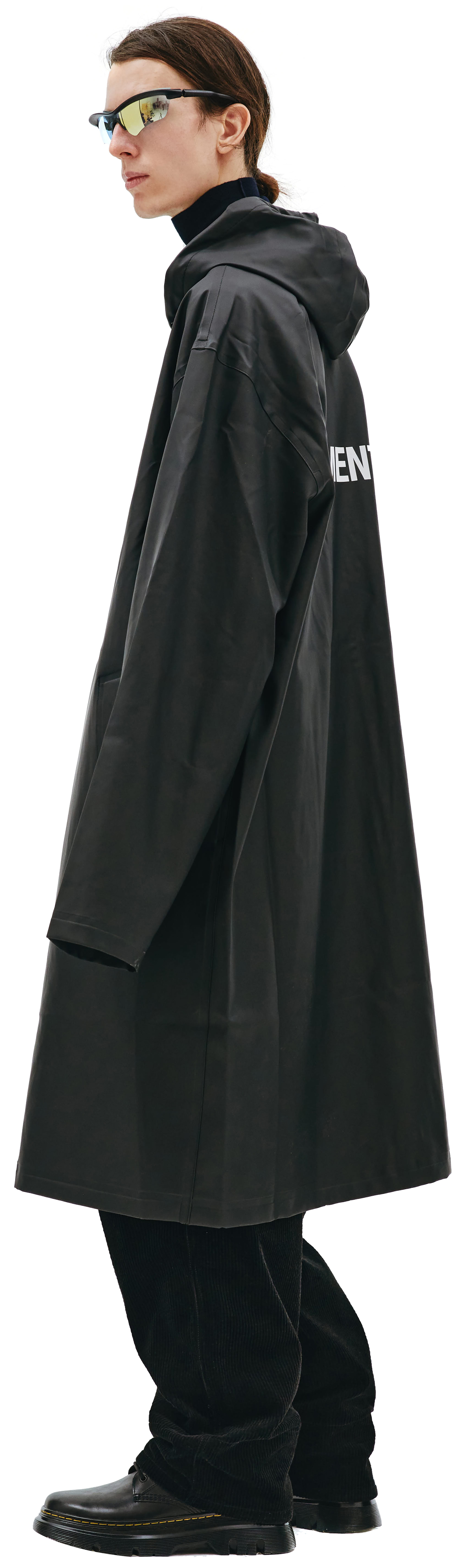 VETEMENTS Black rain coat with logo