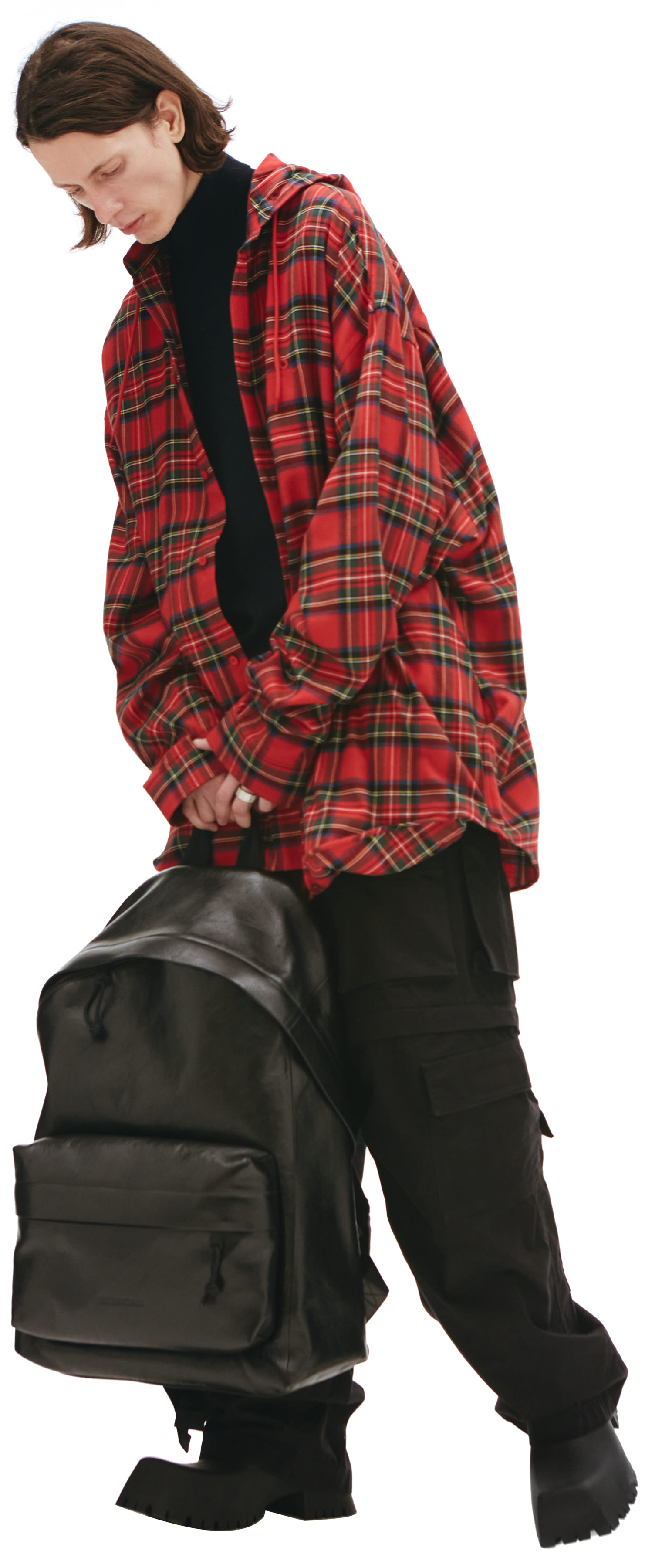 Balenciaga Hooded Flannel Check Shirt