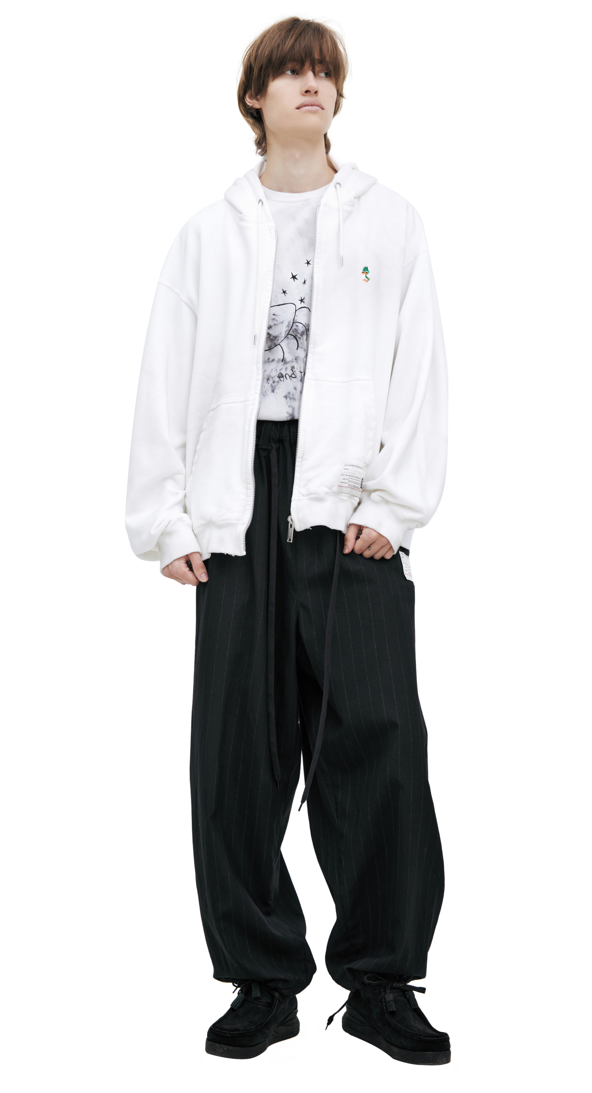 Maison Mihara Yasuhiro White zippered hoodie