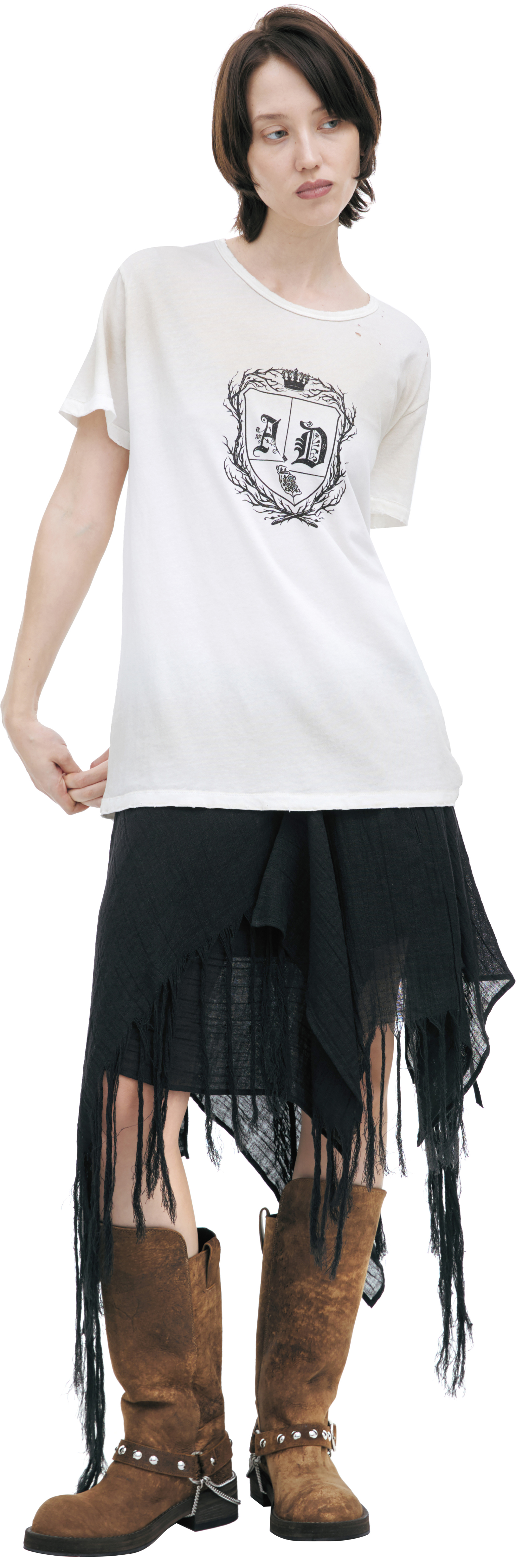 Ann Demeulemeester A short white t-shirt with scuffs