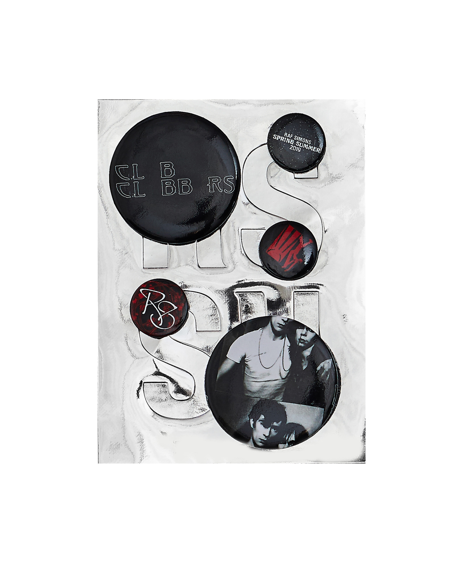 Raf Simons Black & Red Printed Pin Set