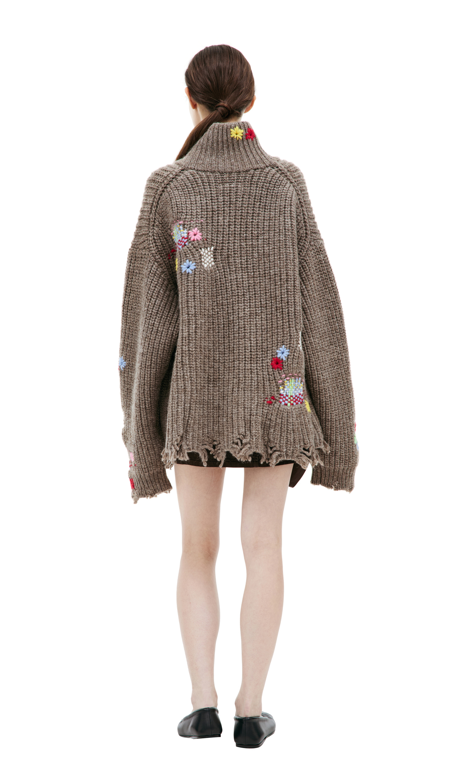 Doublet Wool sweater with floral embroidery