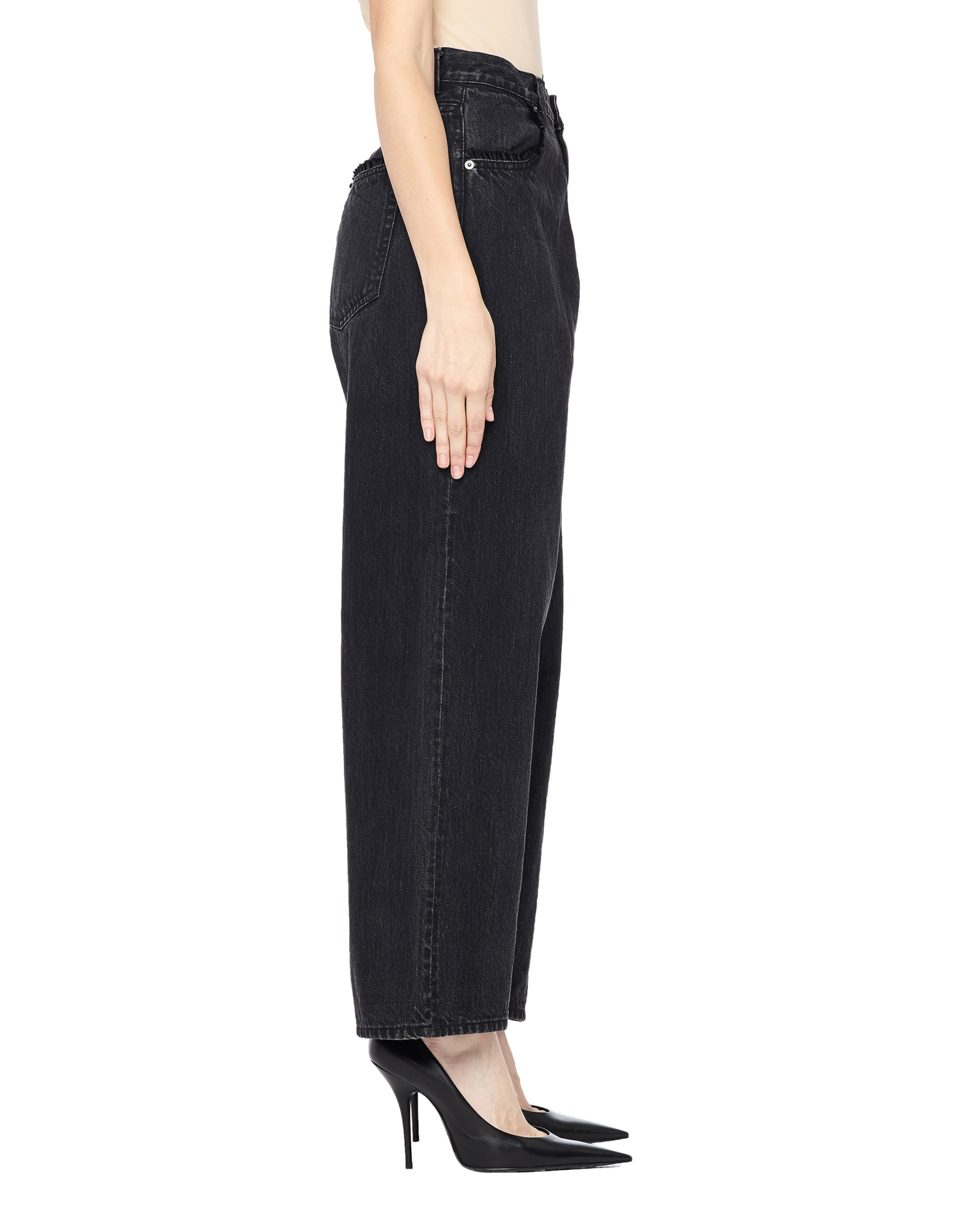 Undercover Denim Trousers with Embroidery and Ruffles