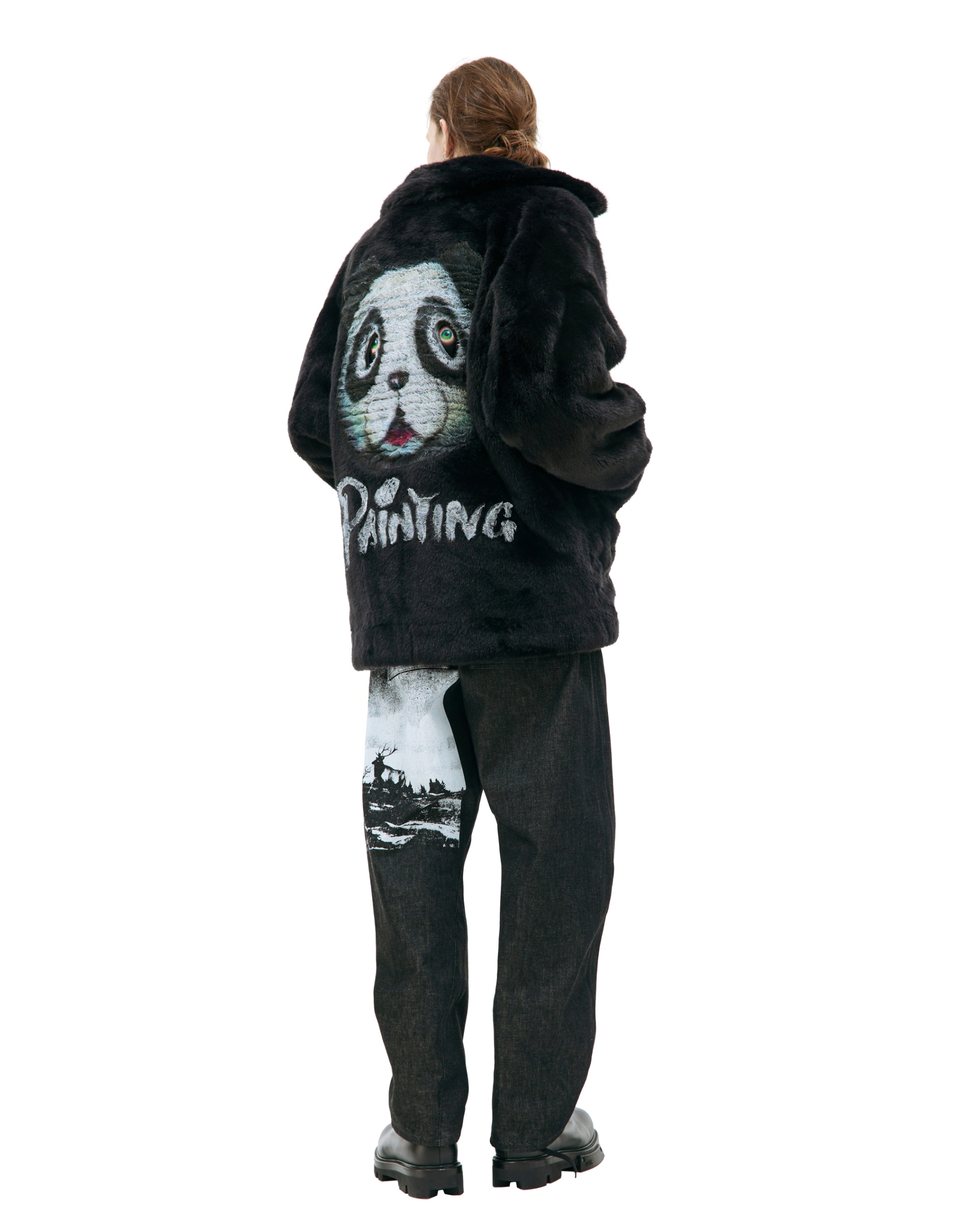 Doublet Black hand-painted faux-fur jacket
