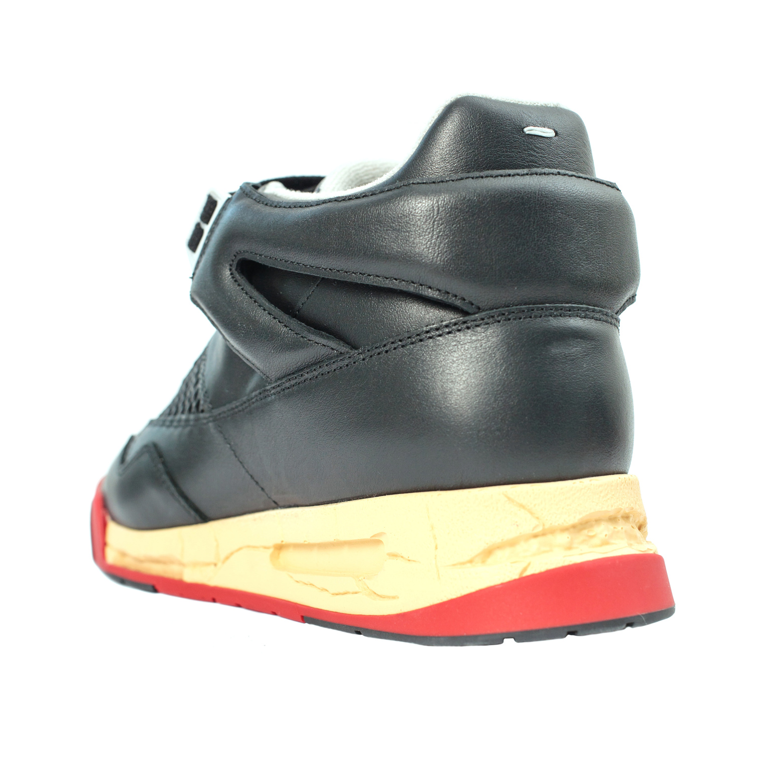 Maison Margiela DDSTCK Mid-High Black Leather Sneakers