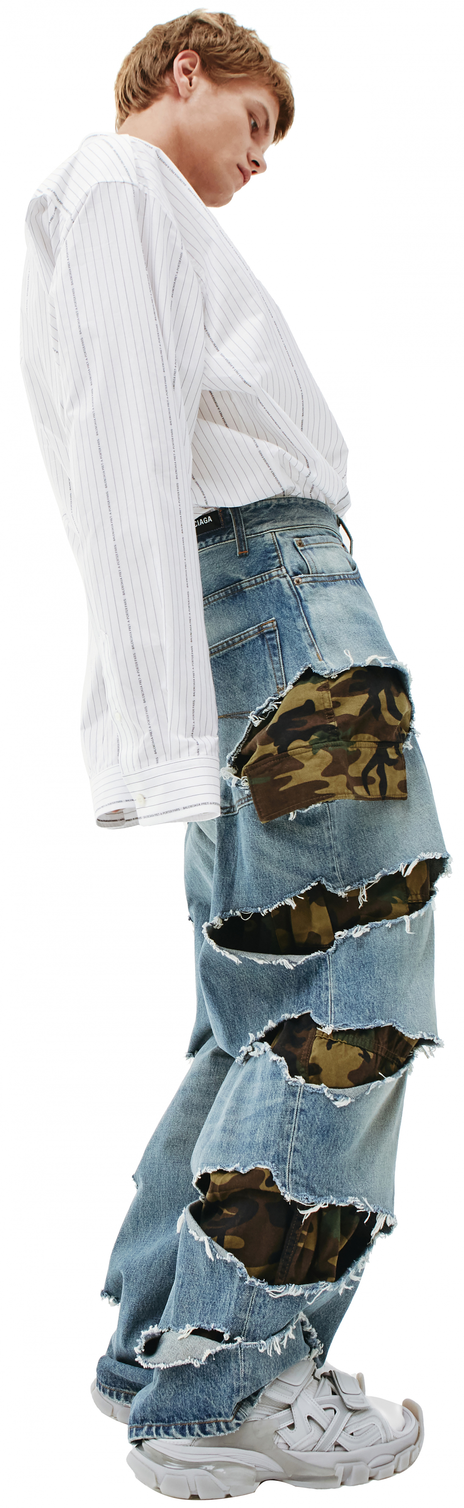 Balenciaga Ripped jeans with camouflage lining