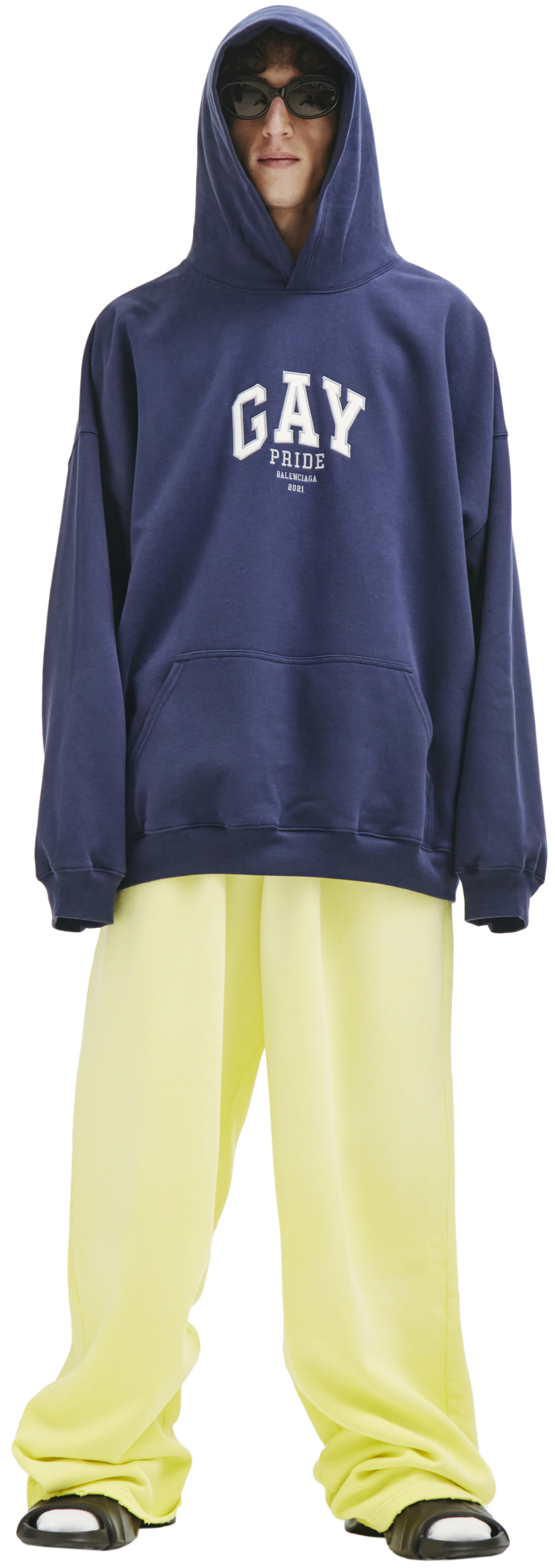 Balenciaga Navy Blue \'Gay Pride\' Embroided Hoodie