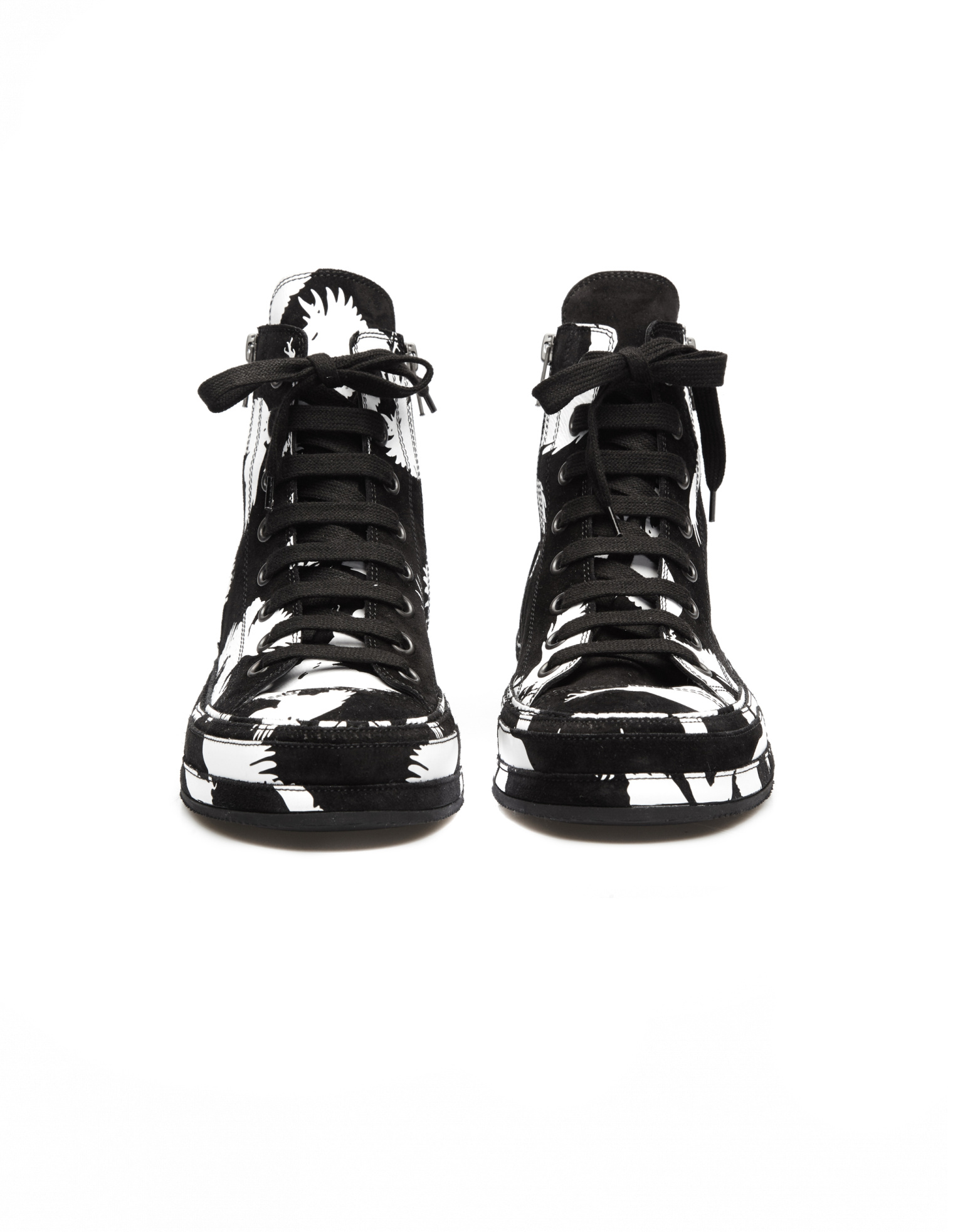 Ann Demeulemeester Bird print high-top suede sneakers
