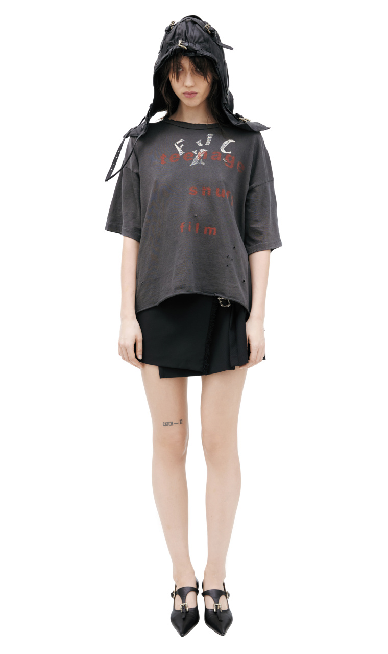 Buy Raf Simons women oversized printed parka in black for $2,153