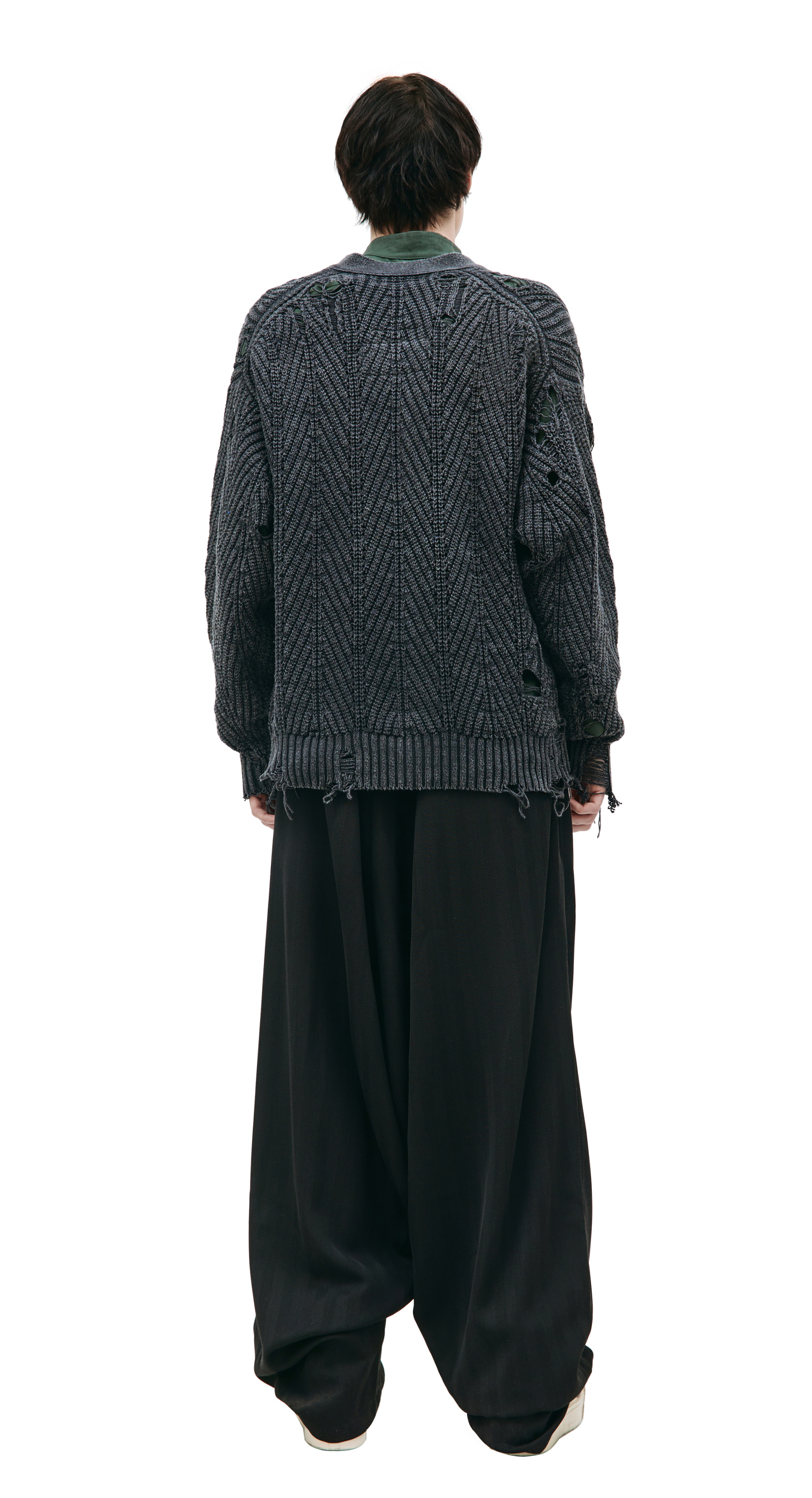 Maison Mihara Yasuhiro Рваный кардиган с патчем