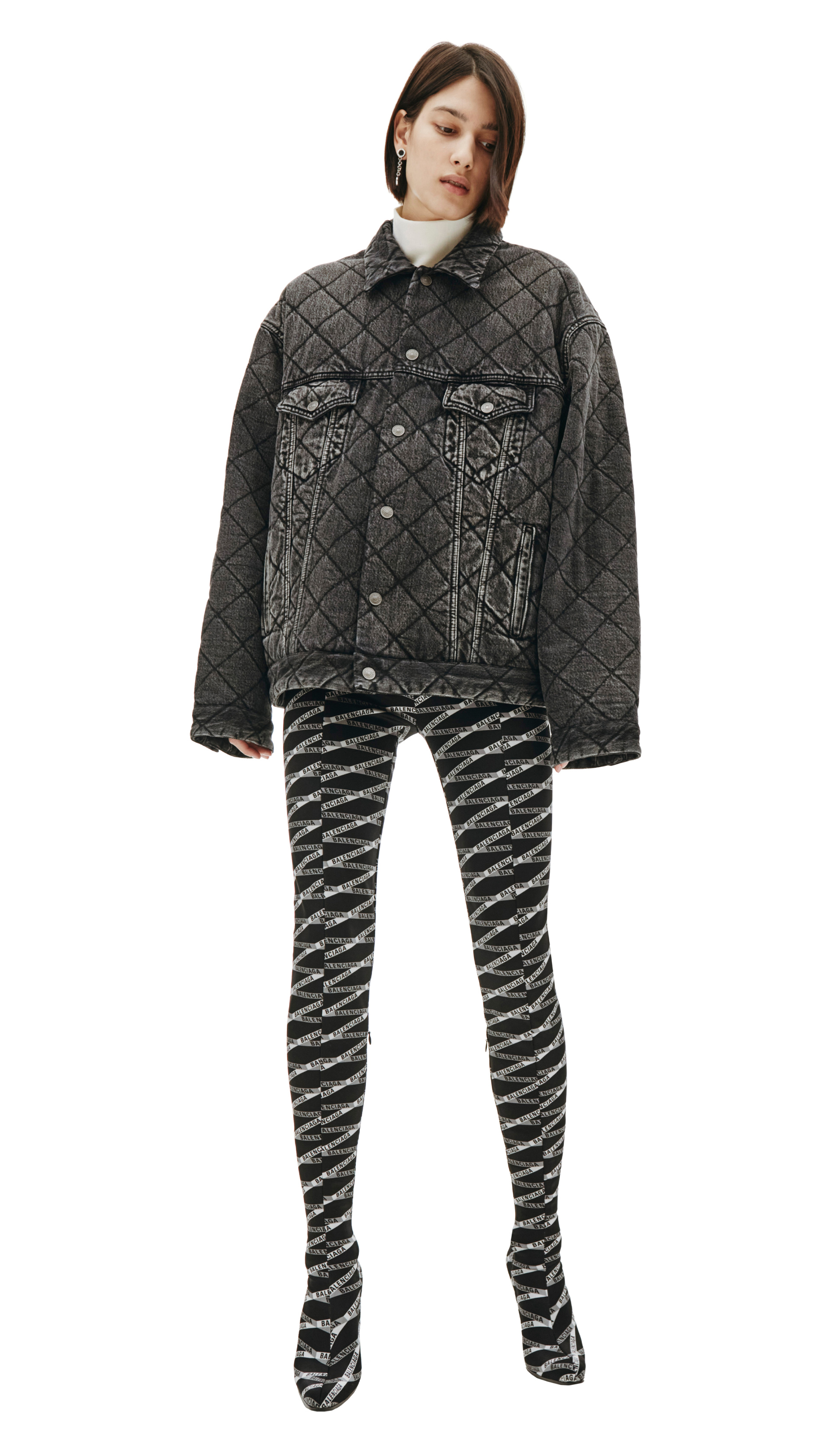 Balenciaga Grey Denim Printed Jacket