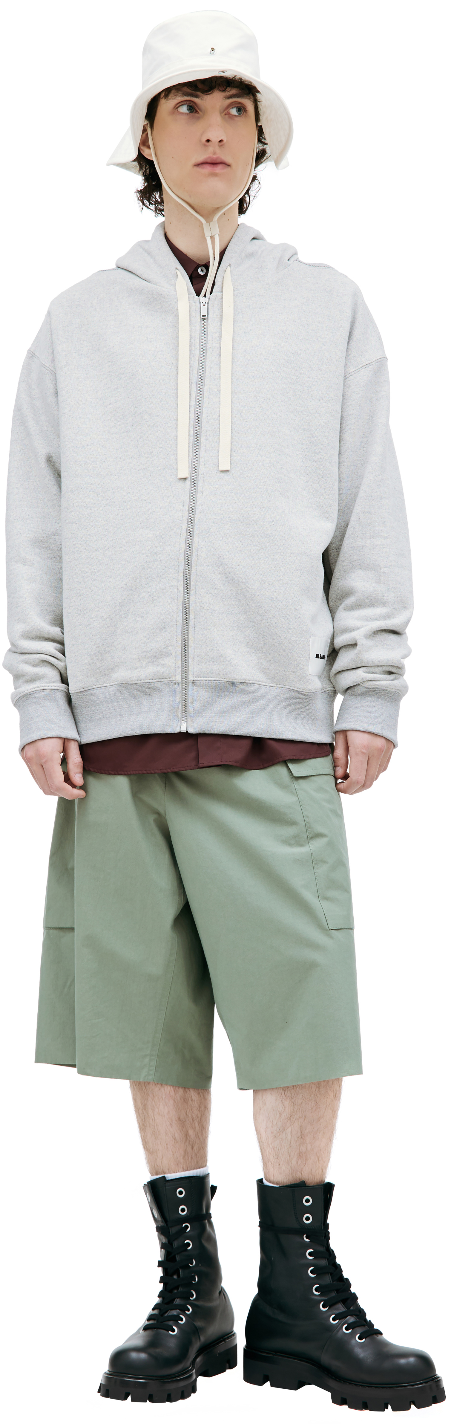Jil Sander Grey zipped hoodie