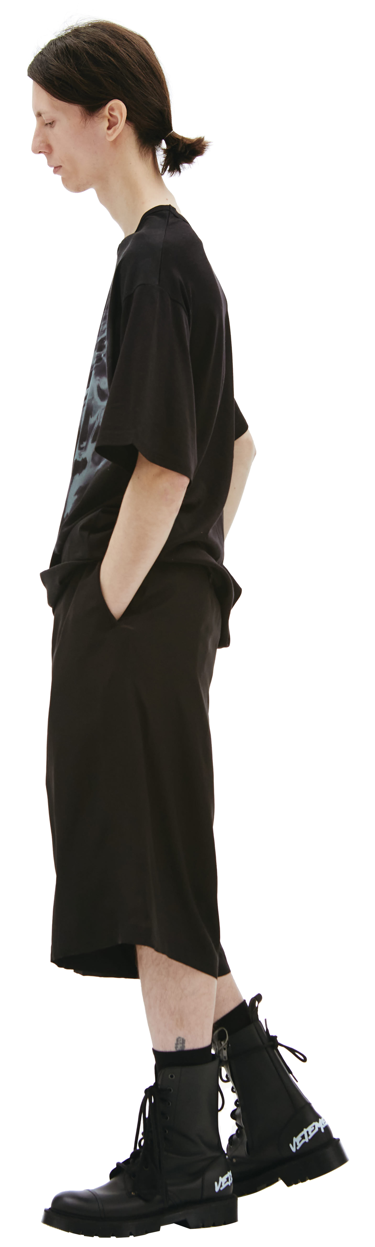 Yohji Yamamoto Шелковые шорты с принтом