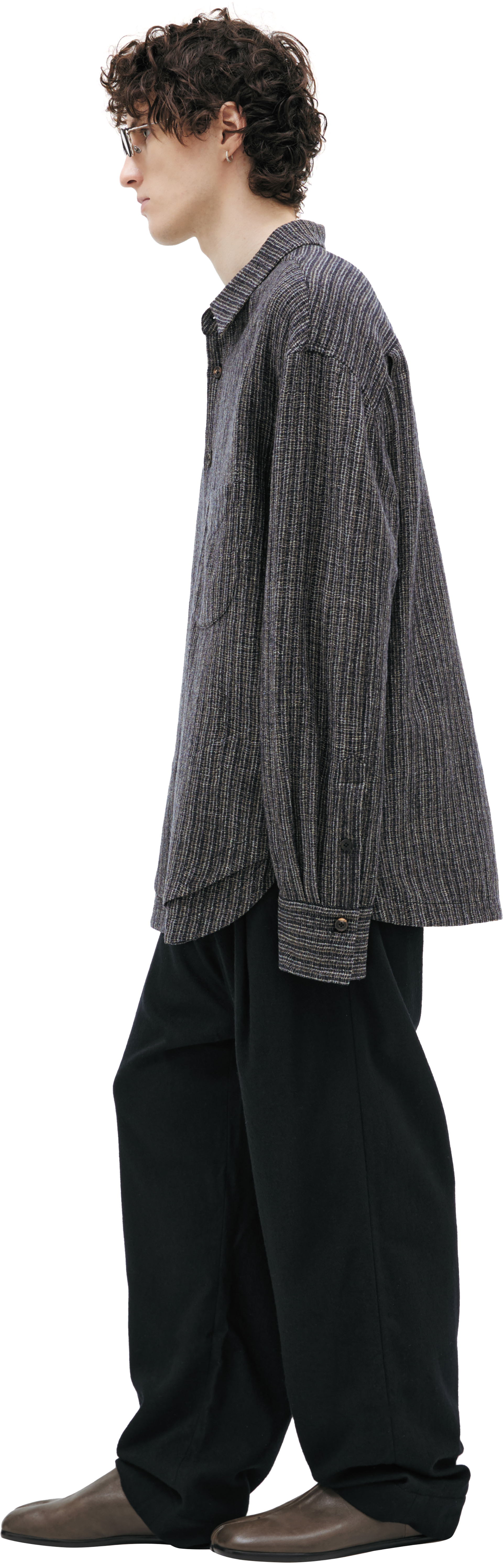 Ziggy Chen Graphite wool & linen shirt