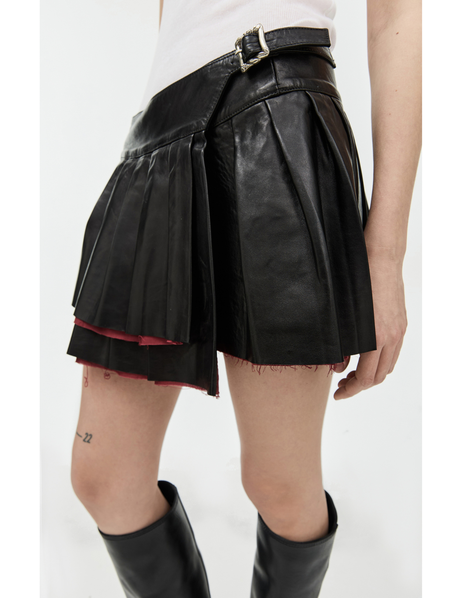 Enfants Riches Deprimes Pleated leather skirt