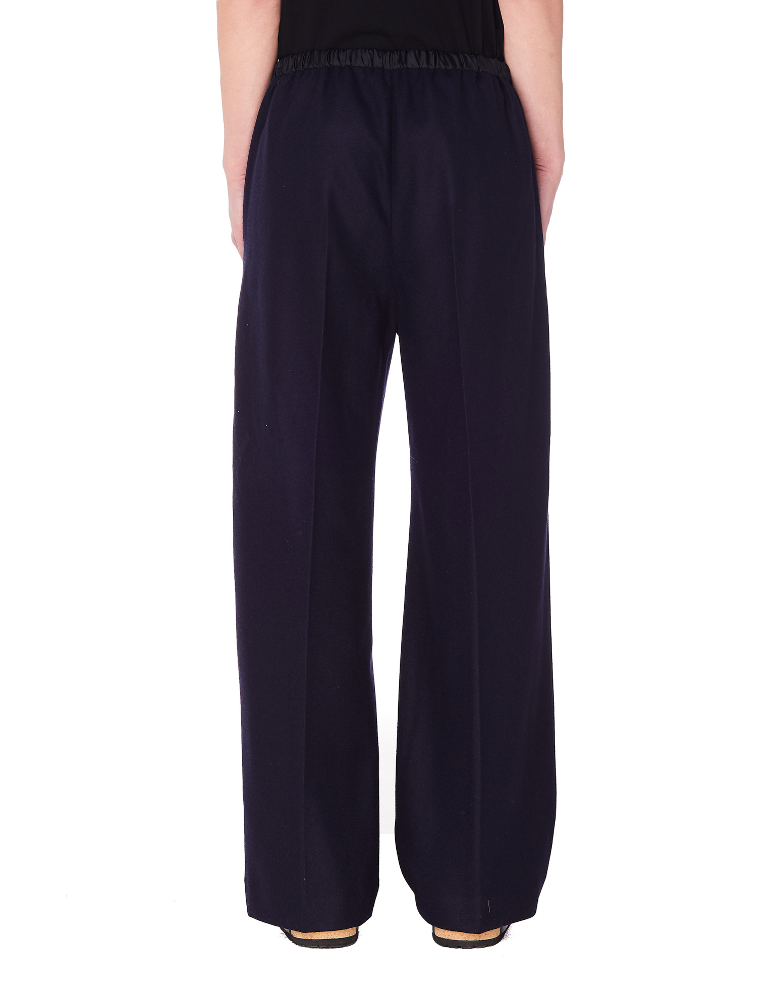 Jil Sander Navy Blue Wool Wide Leg Trousers