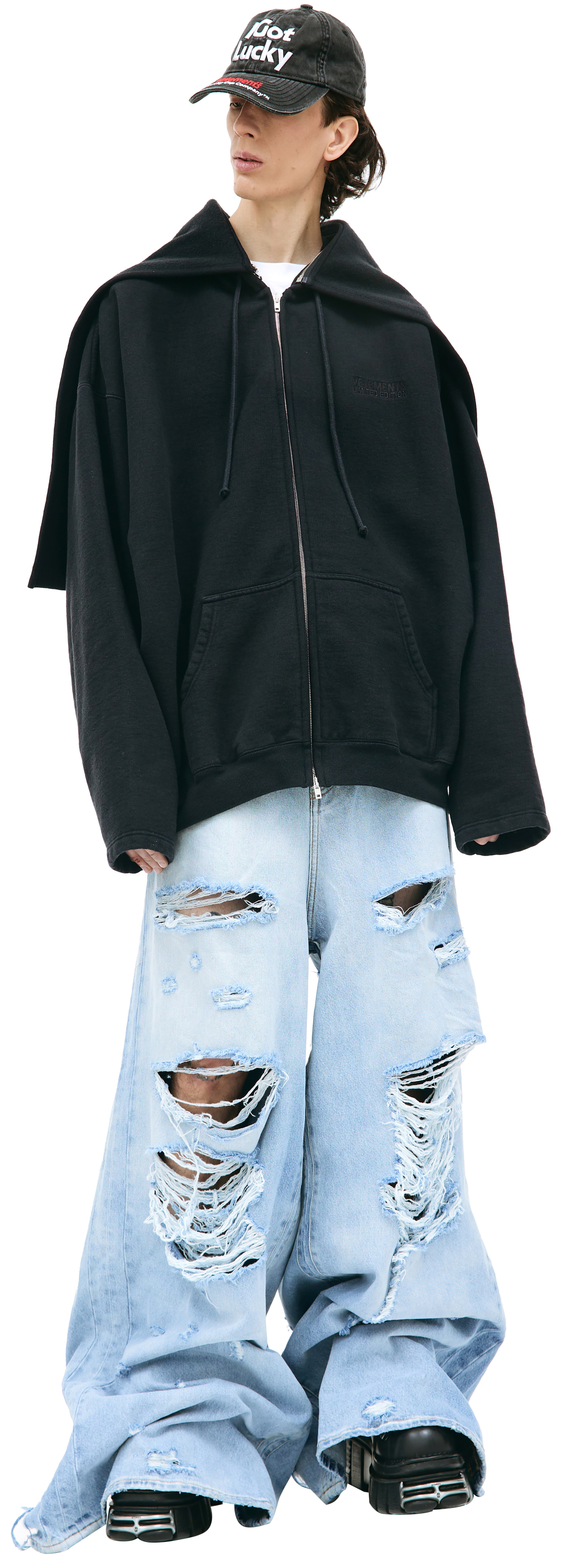 VETEMENTS Black zip up hoodie