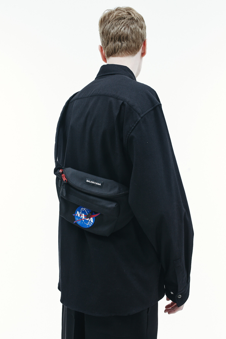 Balenciaga Black Space Beltpack Bag NASA