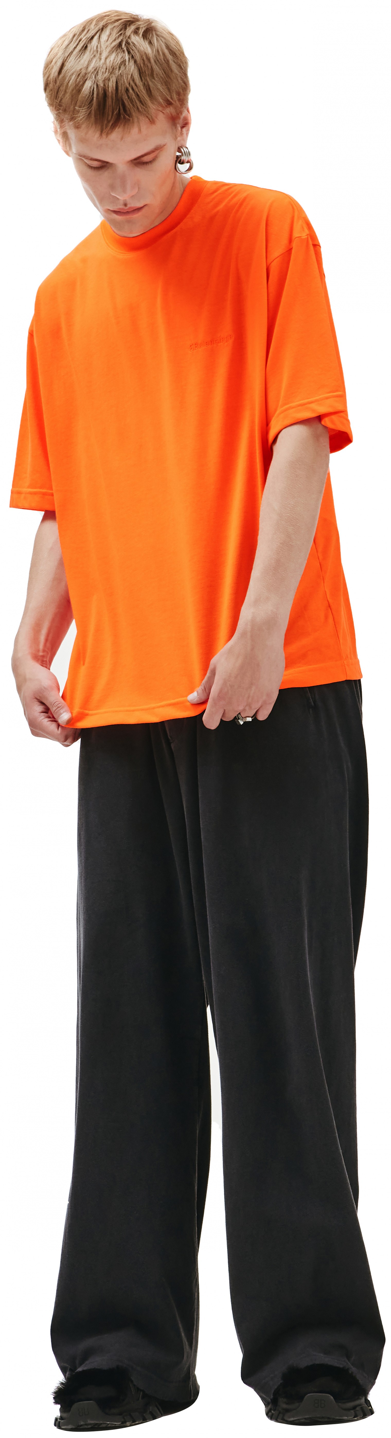 Balenciaga Orange T-shirt with embroidered logo