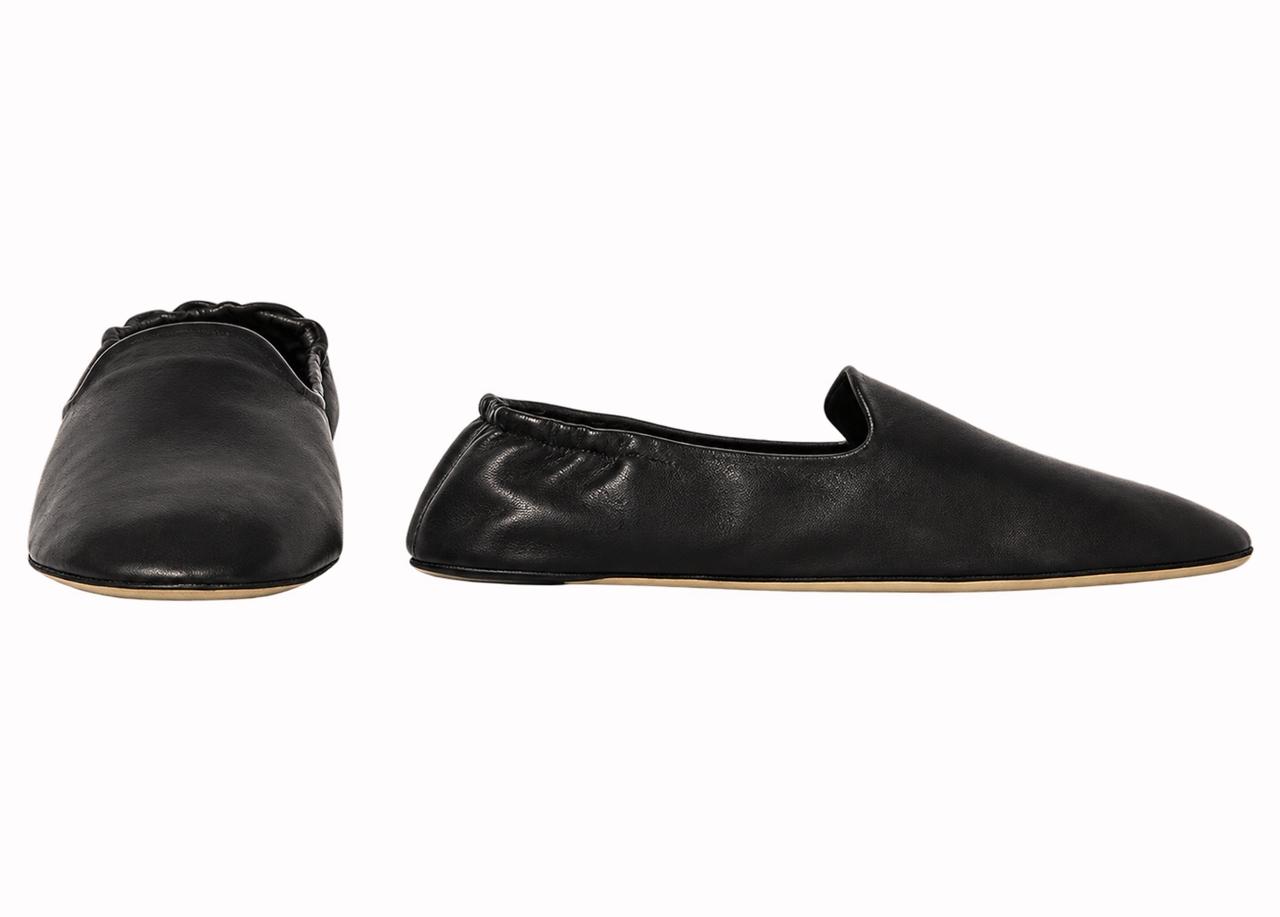 The Row Black Casa leather loafers