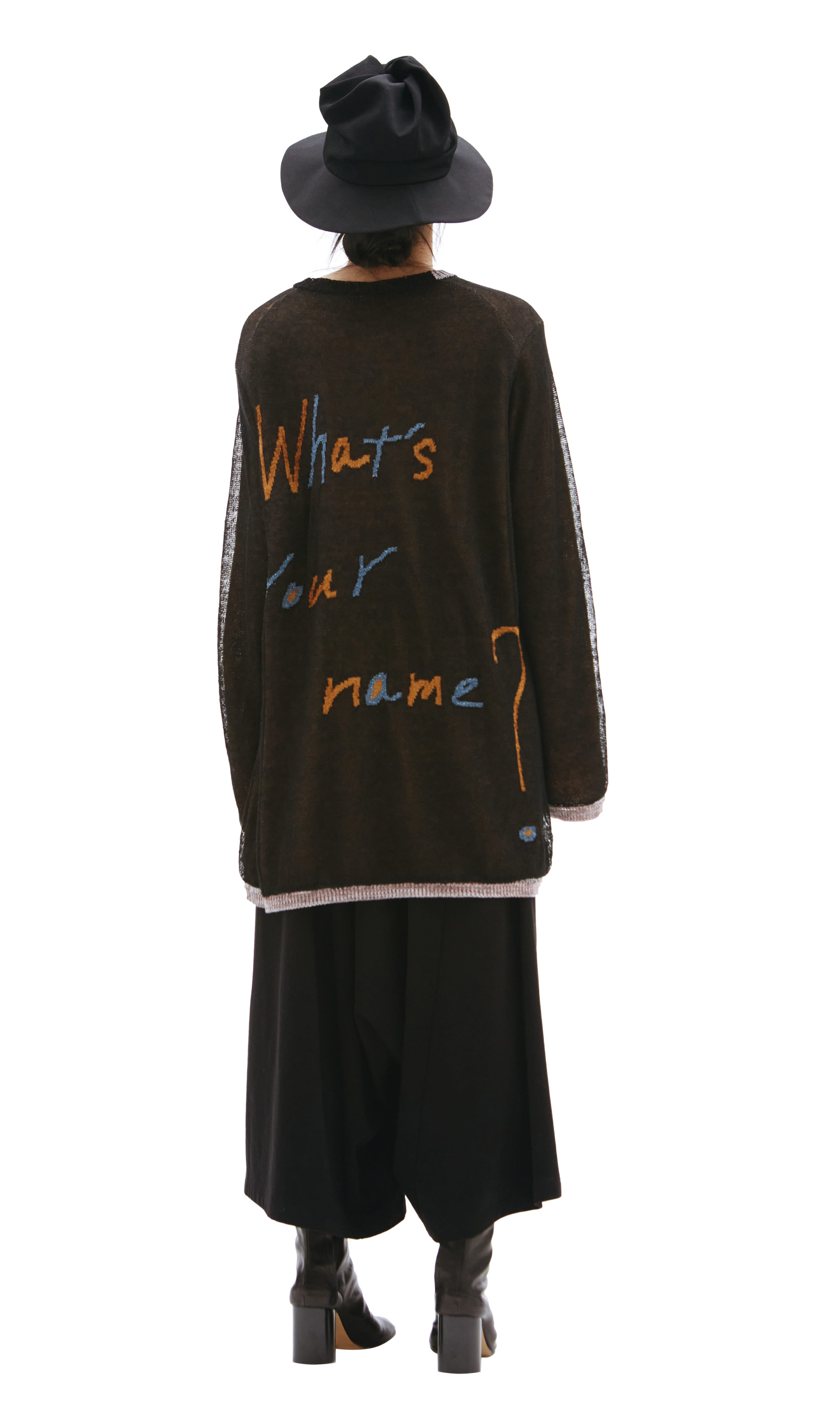 Yohji Yamamoto \'What\'s your name\' knit sweater