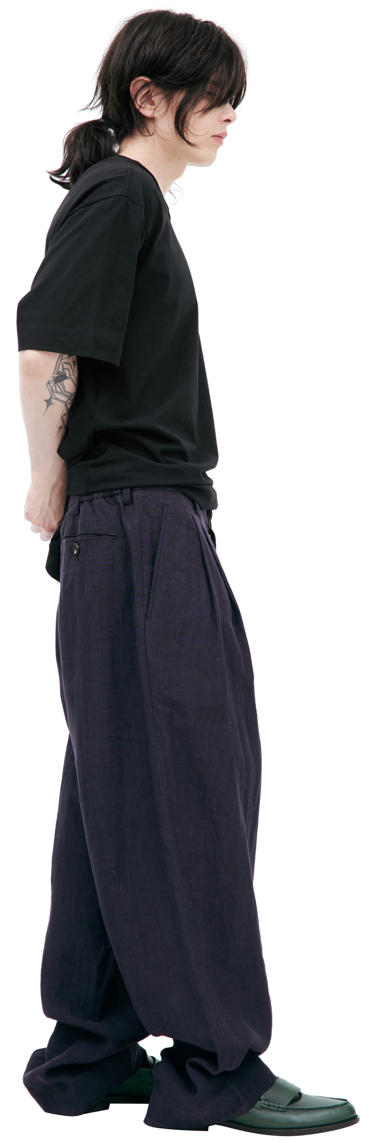 Ziggy Chen Брюки-0M2520515 широкие, с защипами, синие в клетку