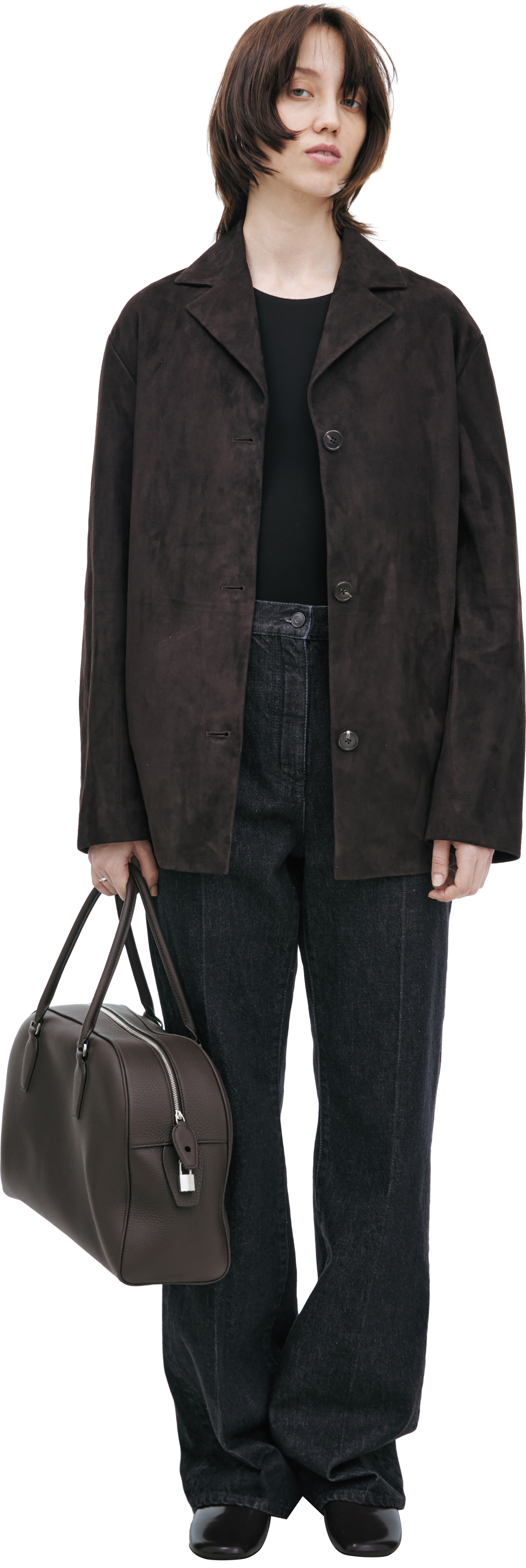 The Row Single-breasted suede jacket