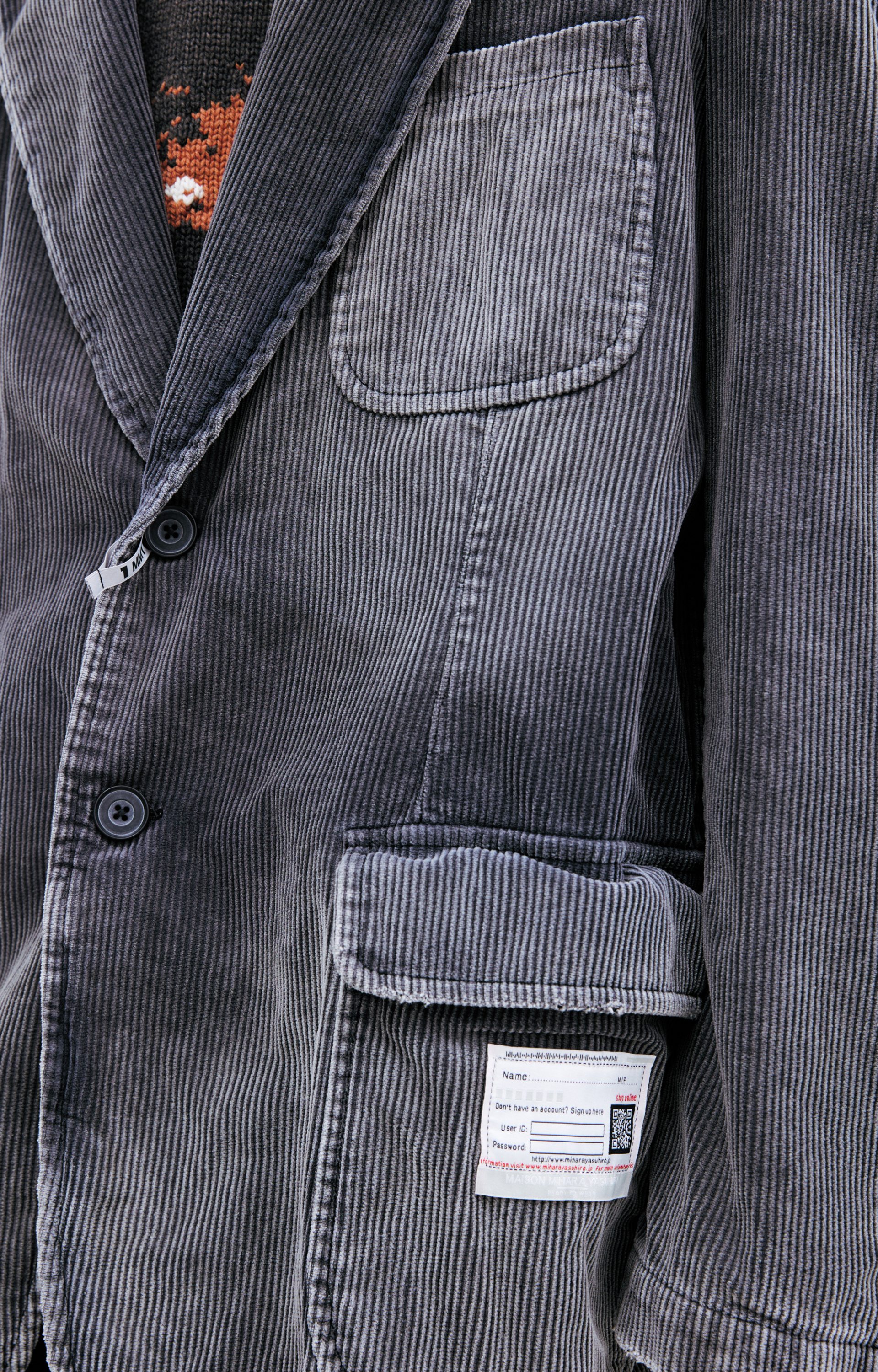 Maison Mihara Yasuhiro Single-breasted corduroy jacket
