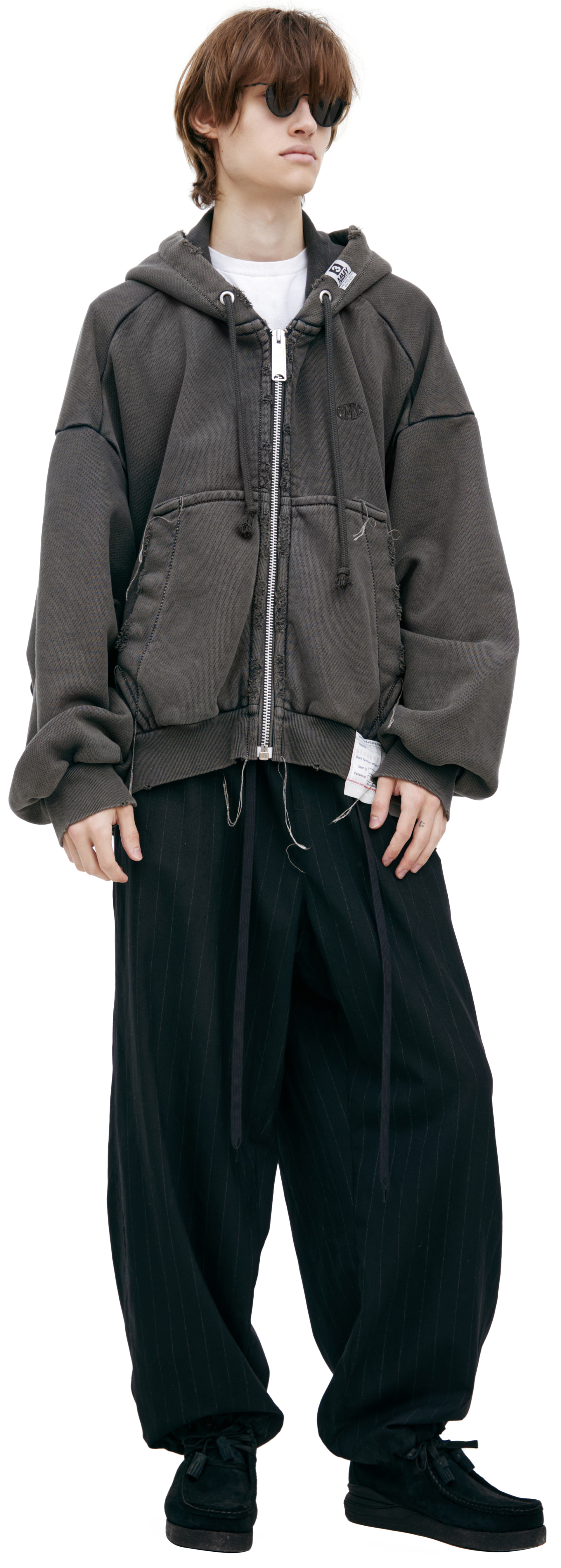 Maison Mihara Yasuhiro Grey hoodie with zipper