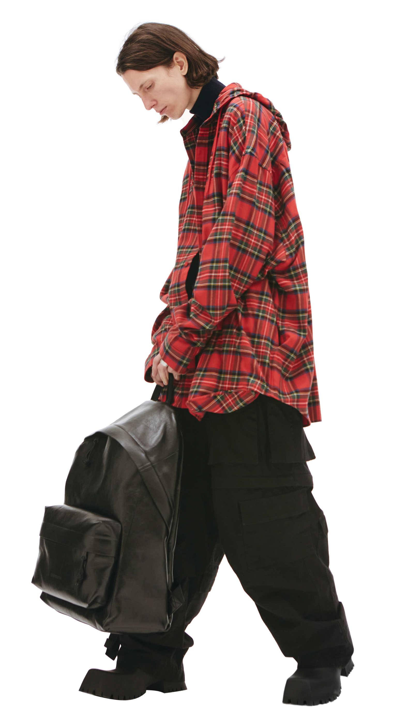 Balenciaga Hooded Flannel Check Shirt