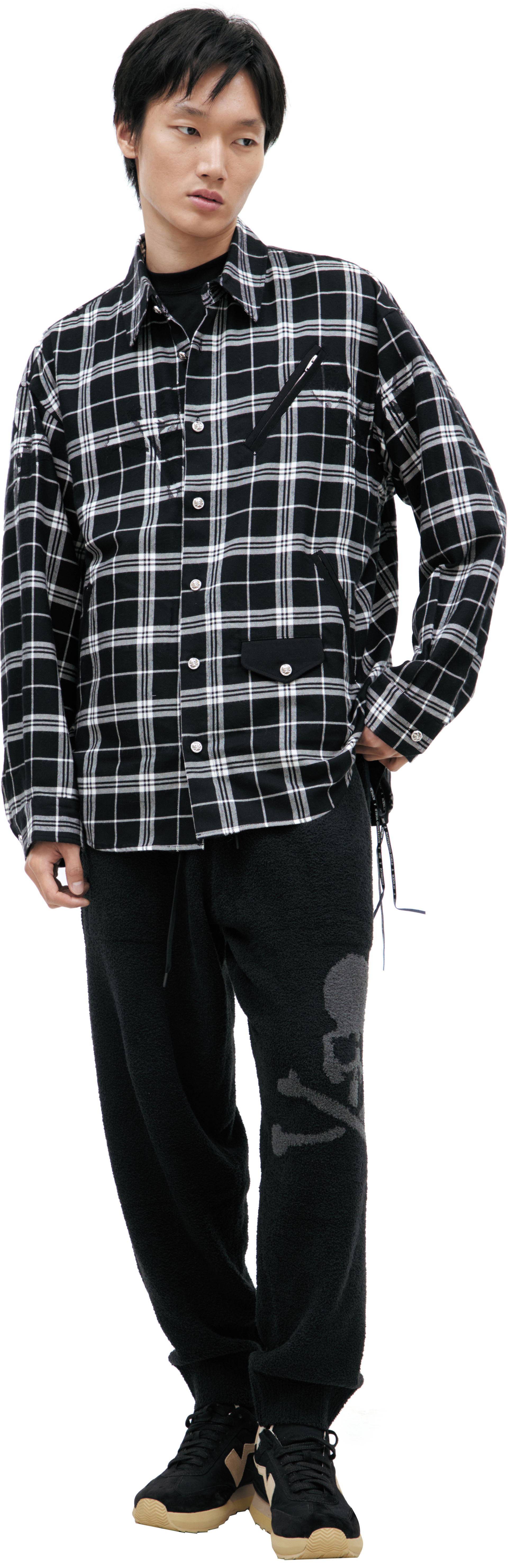 Mastermind WORLD Patch pocket plaid shirt